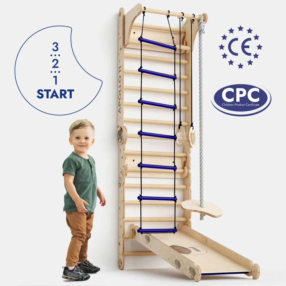 Apollo Swedish Wall / Climbing ladder for Little Austronauts + Moon swing Set + Slide Board - Image 7