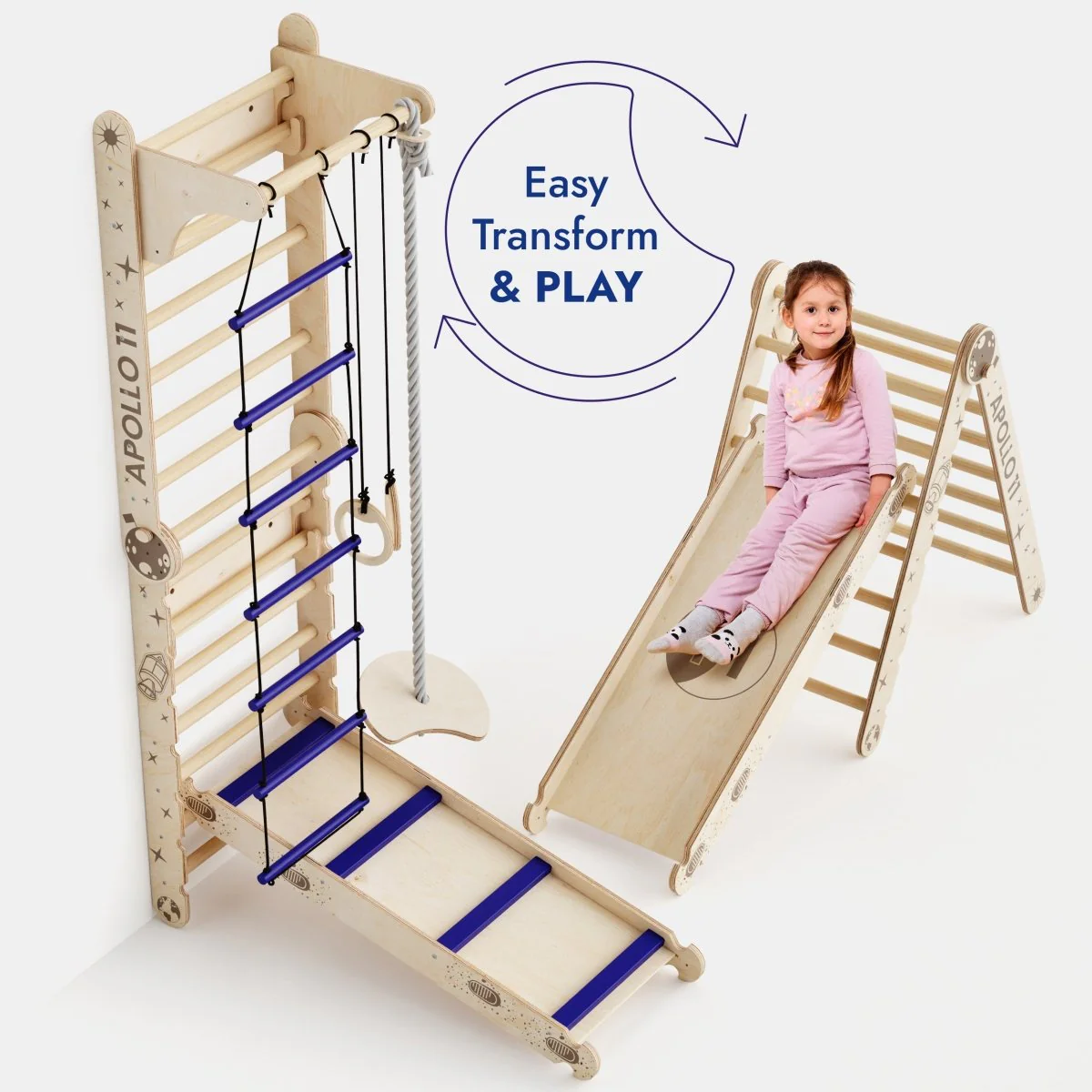 Apollo Swedish Wall / Climbing ladder for Little Austronauts + Moon swing Set + Slide Board - Image 8