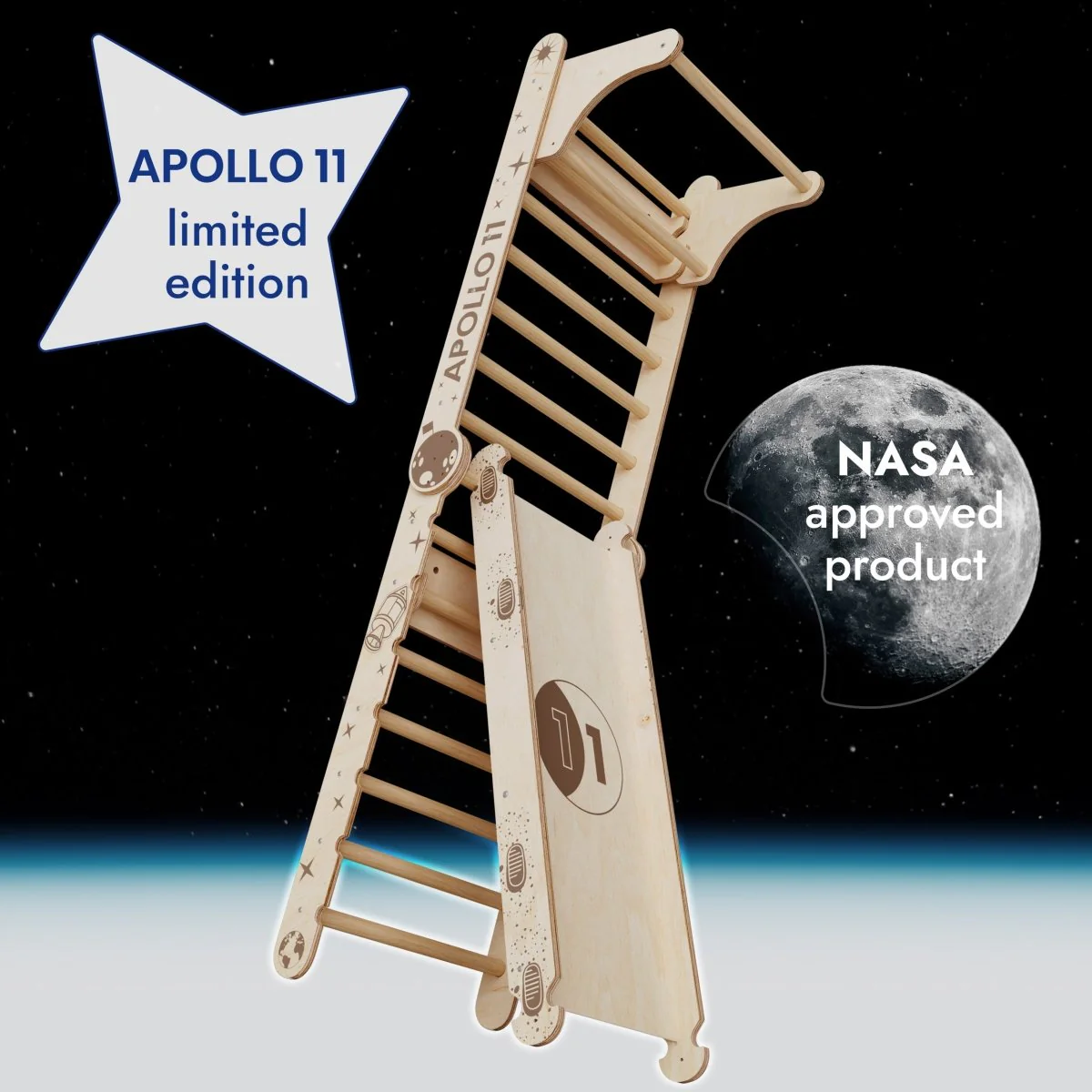 Apollo Swedish Wall / Climbing ladder for Little Austronauts + Moon swing Set + Slide Board - Image 9