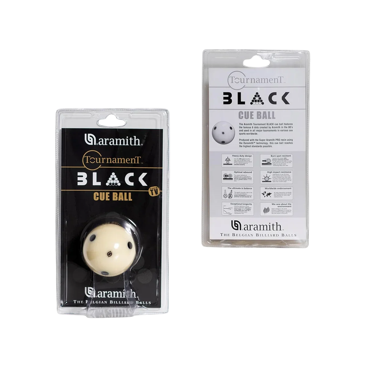 Aramith Tournament Black Cue Ball 2¼" with 6 Dots - Image 4