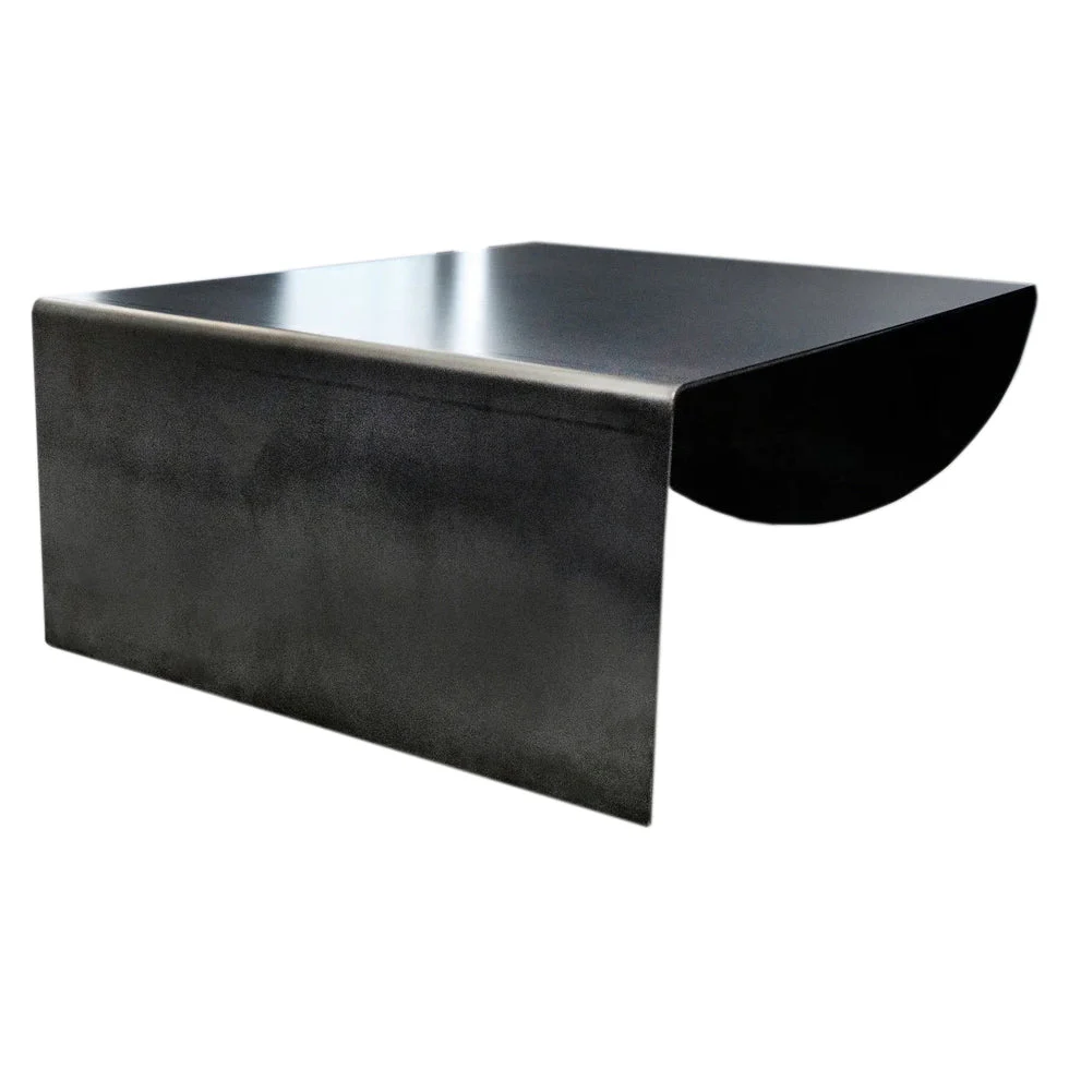 Asymmetrical Metal Coffee Table Heavy Duty Raw Steel - Image 3