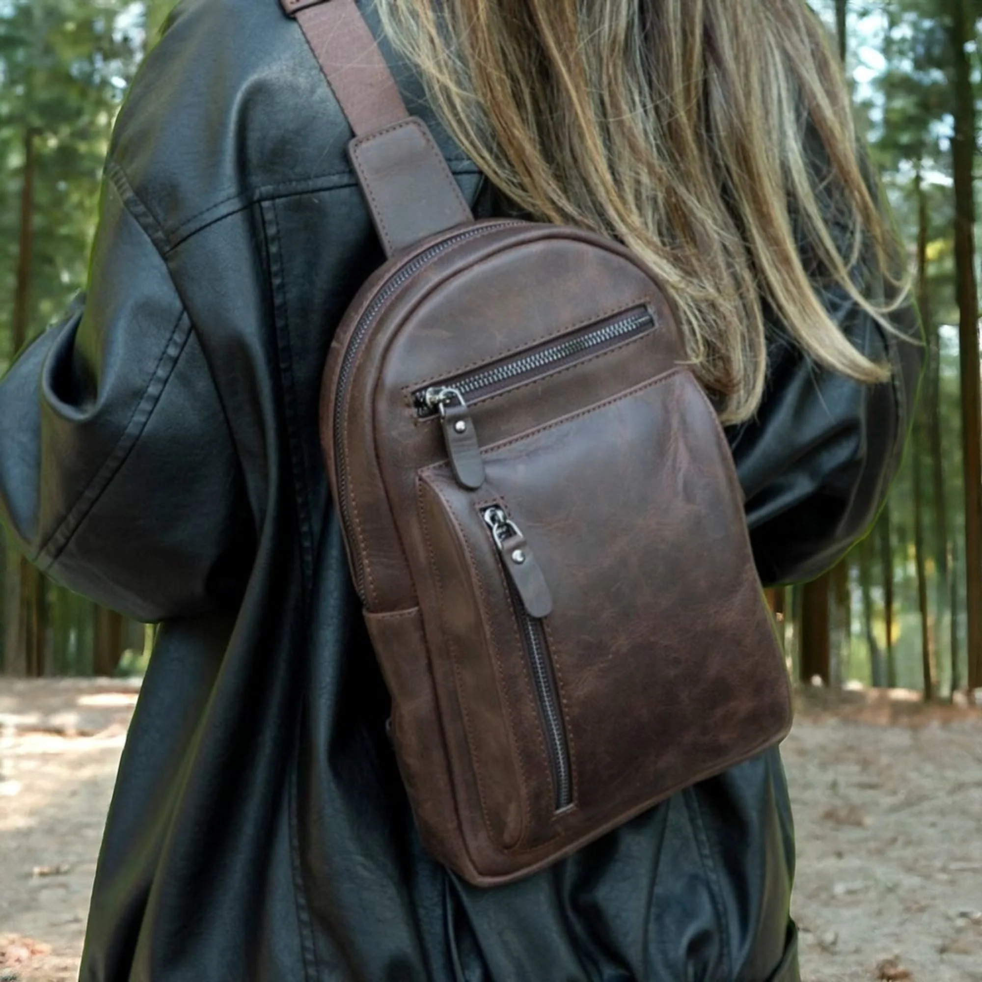 Athens Unisex Leather Cross Bag - Image 11