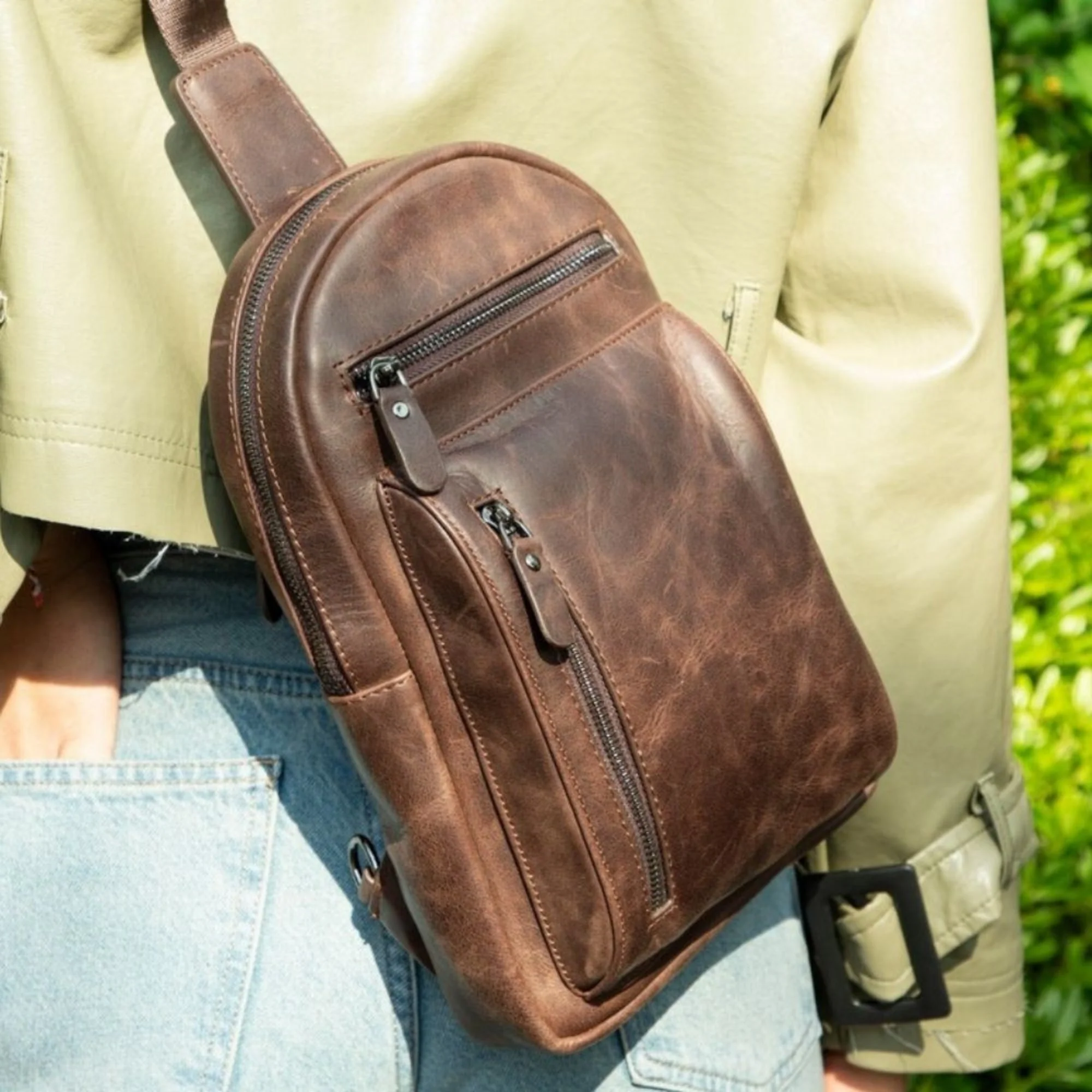 Athens Unisex Leather Cross Bag - Image 12