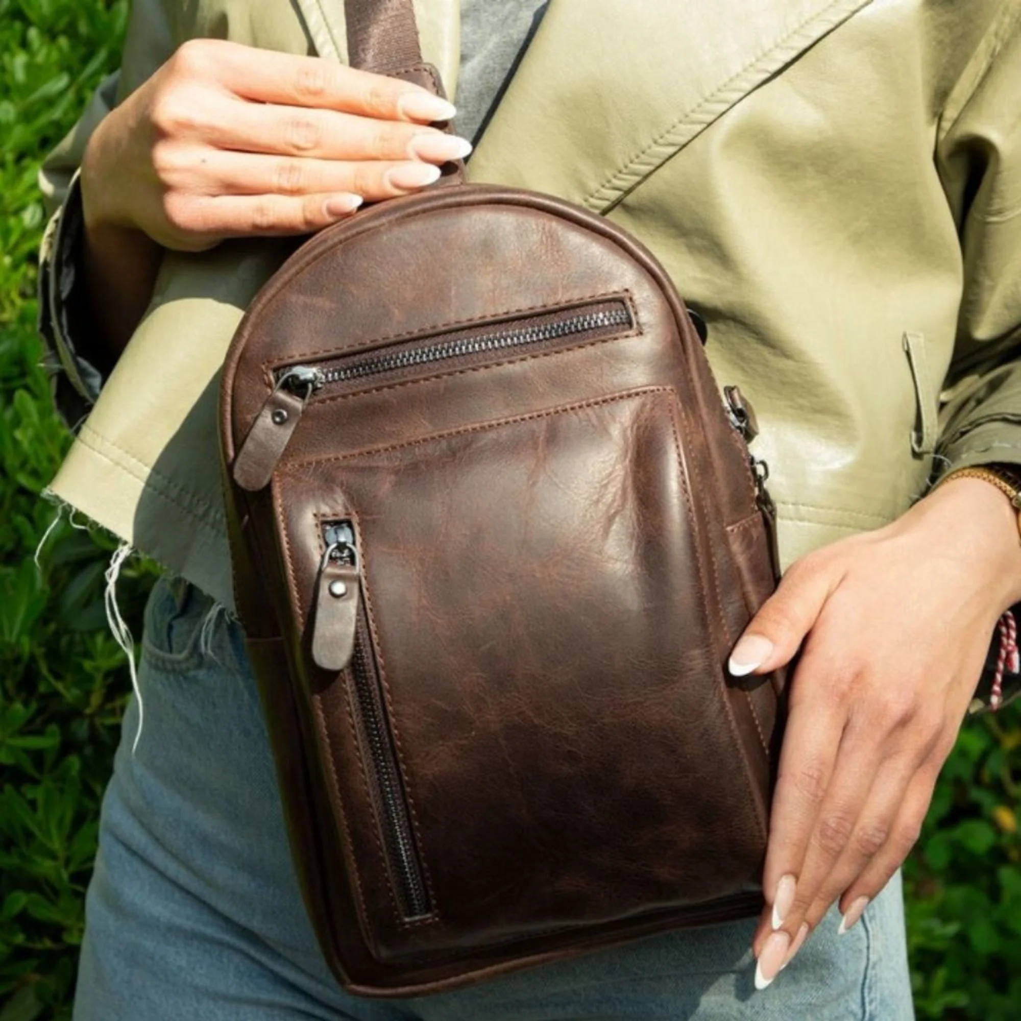 Athens Unisex Leather Cross Bag - Image 13