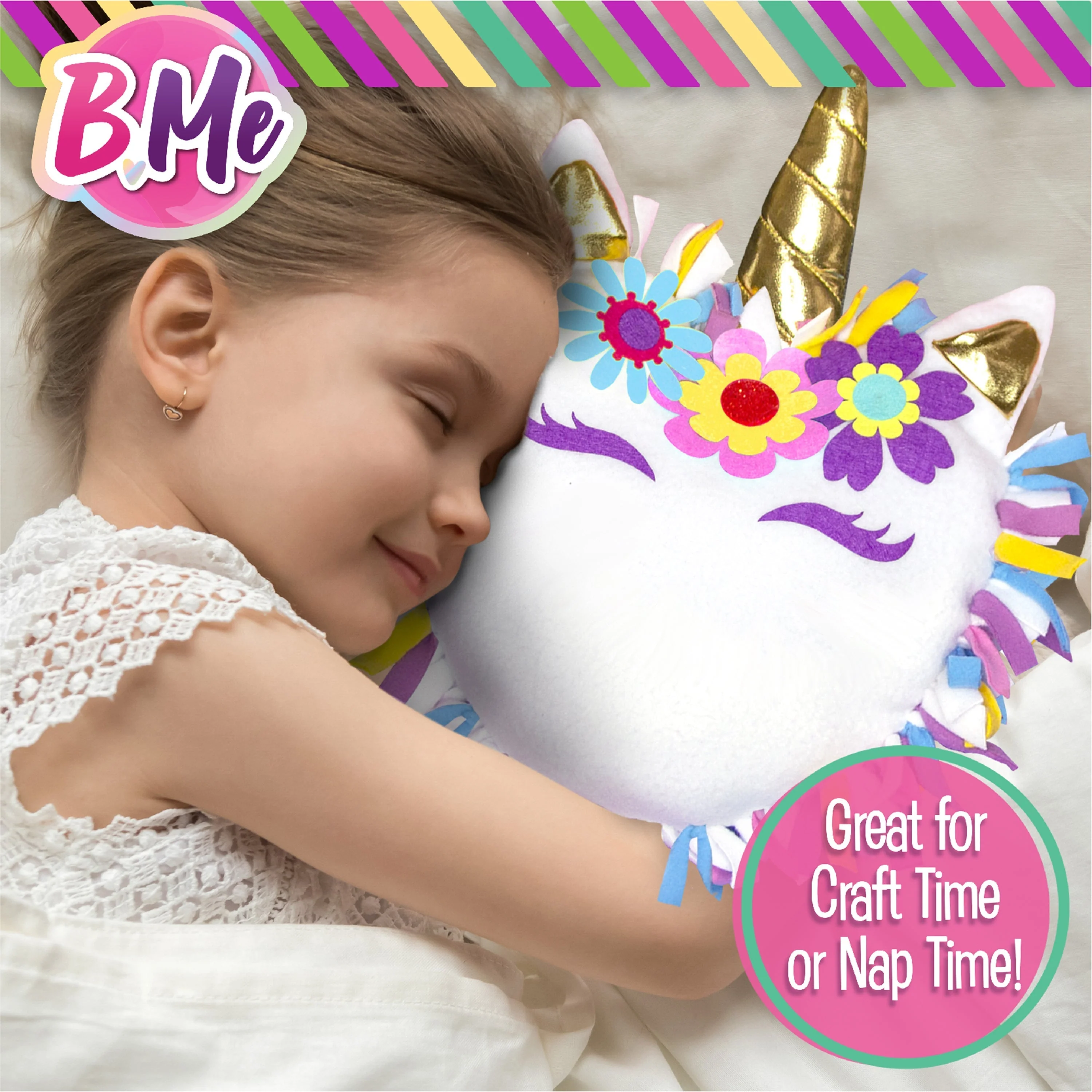 B Me DIY Unicorn Pillow Kit for Girls - No Sew Unicorn Throw Pillow - BM-DIYUNIPILL-61427 - Image 4