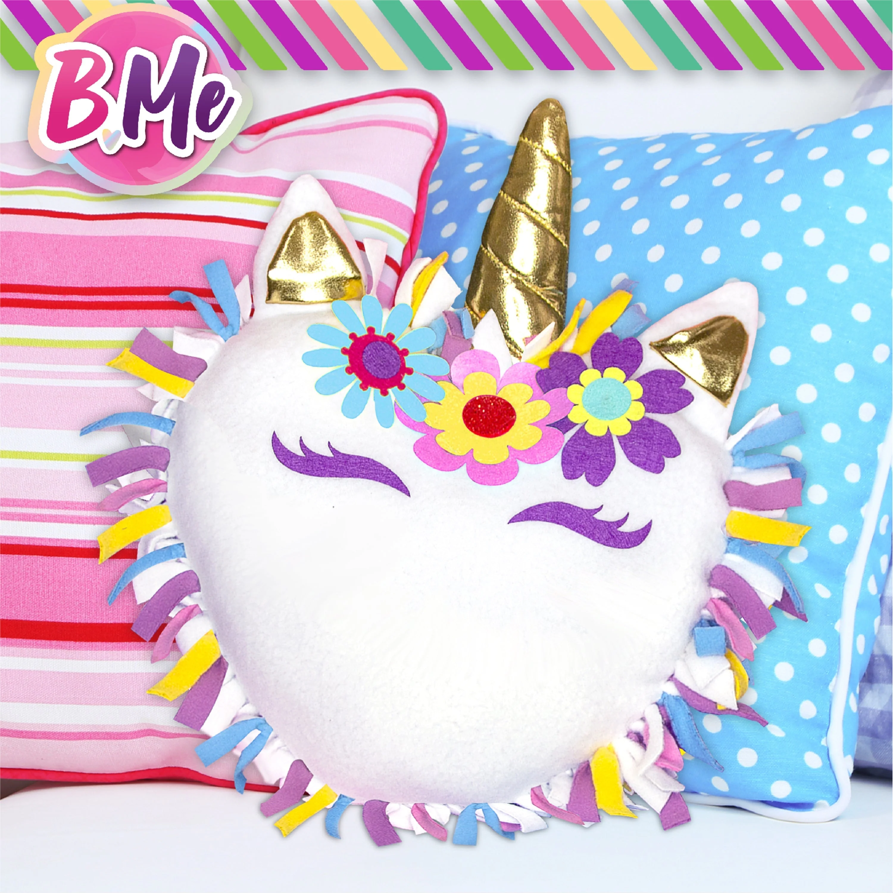 B Me DIY Unicorn Pillow Kit for Girls - No Sew Unicorn Throw Pillow - BM-DIYUNIPILL-61427 - Image 6