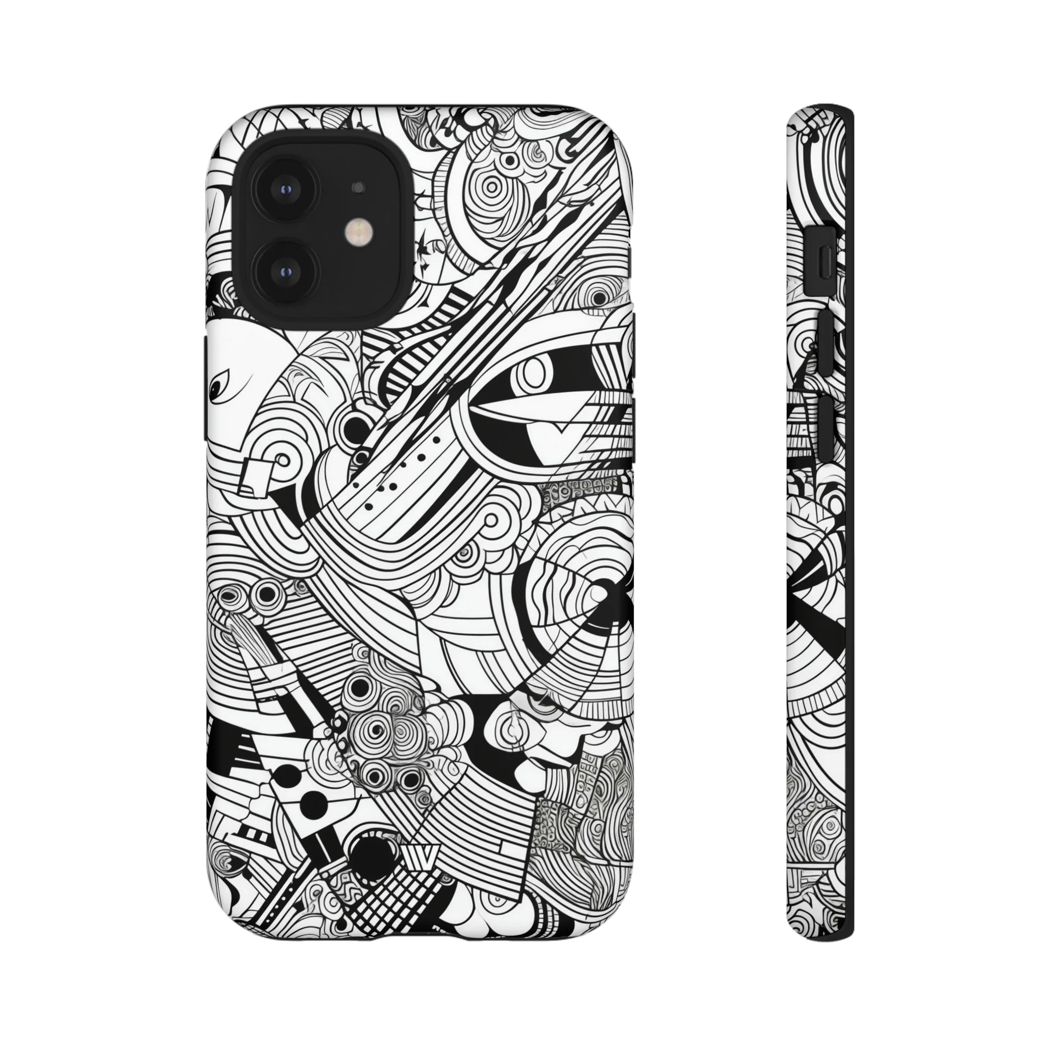 B&W ABSTRACT DOODLE | Tough Phone Case - Image 10