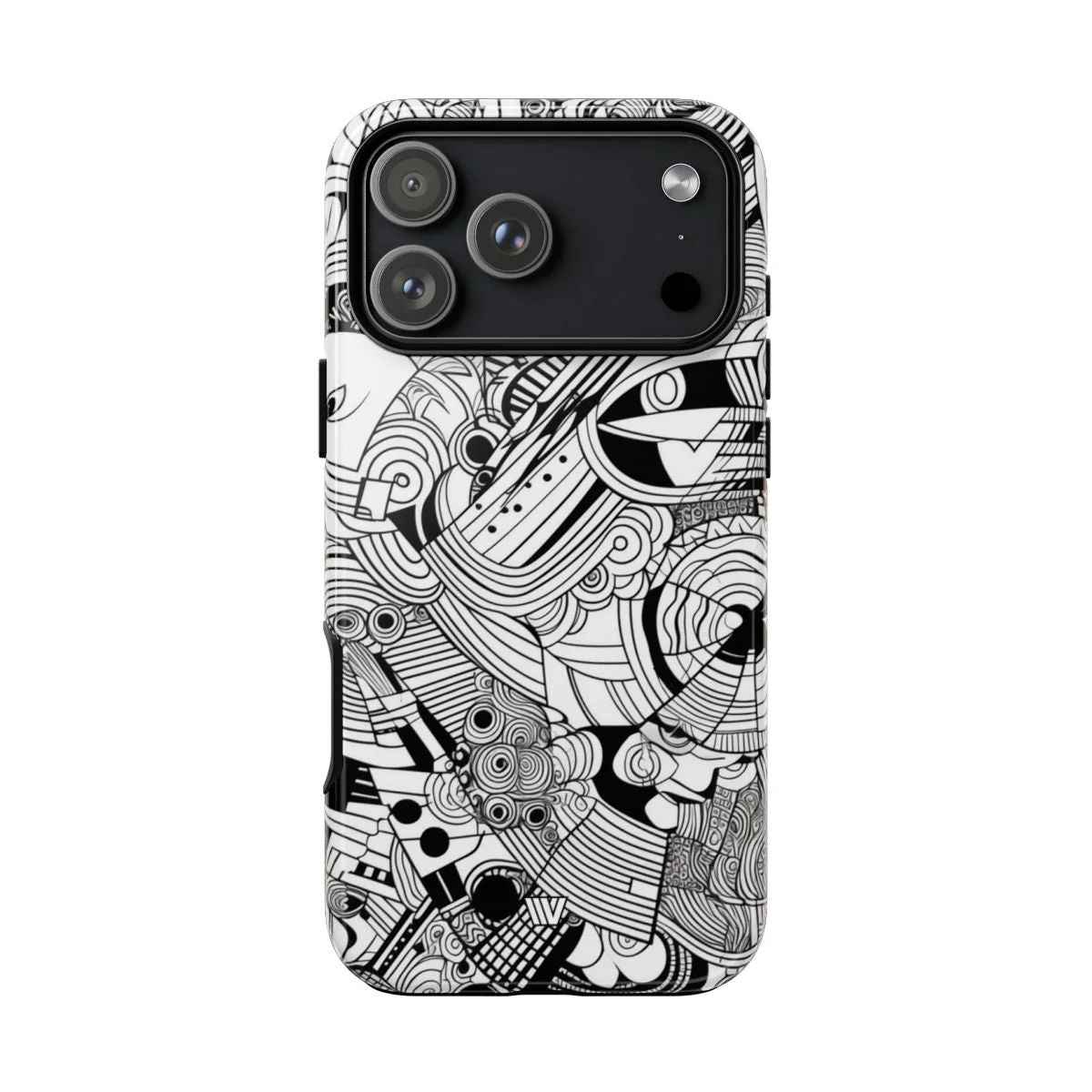 B&W ABSTRACT DOODLE | Tough Phone Case - Image 102