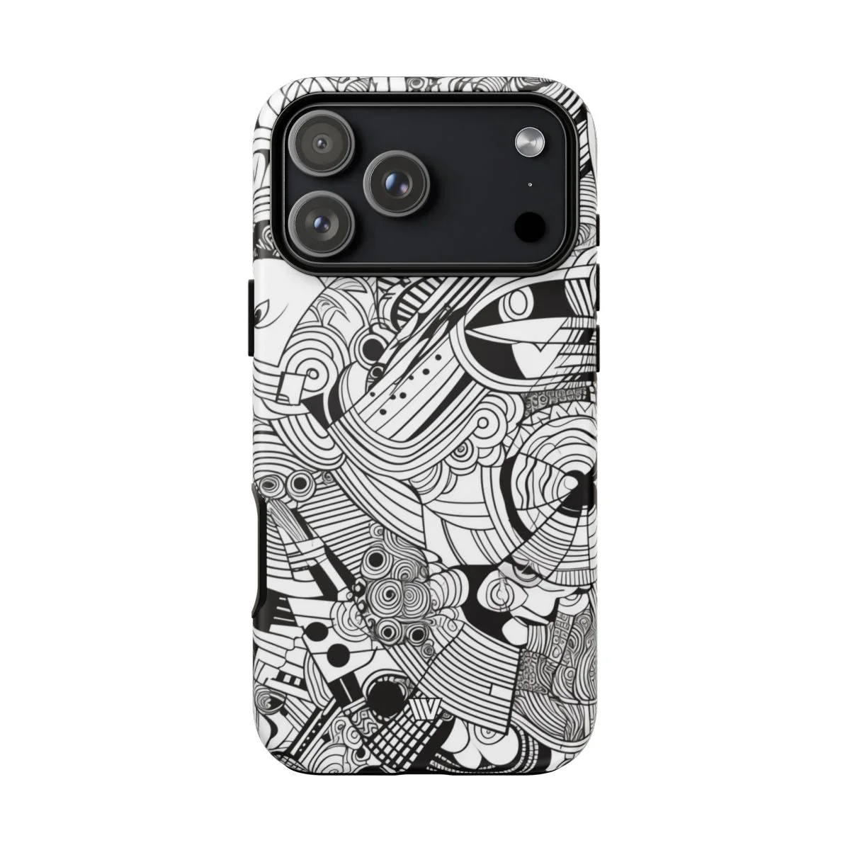 B&W ABSTRACT DOODLE | Tough Phone Case - Image 103