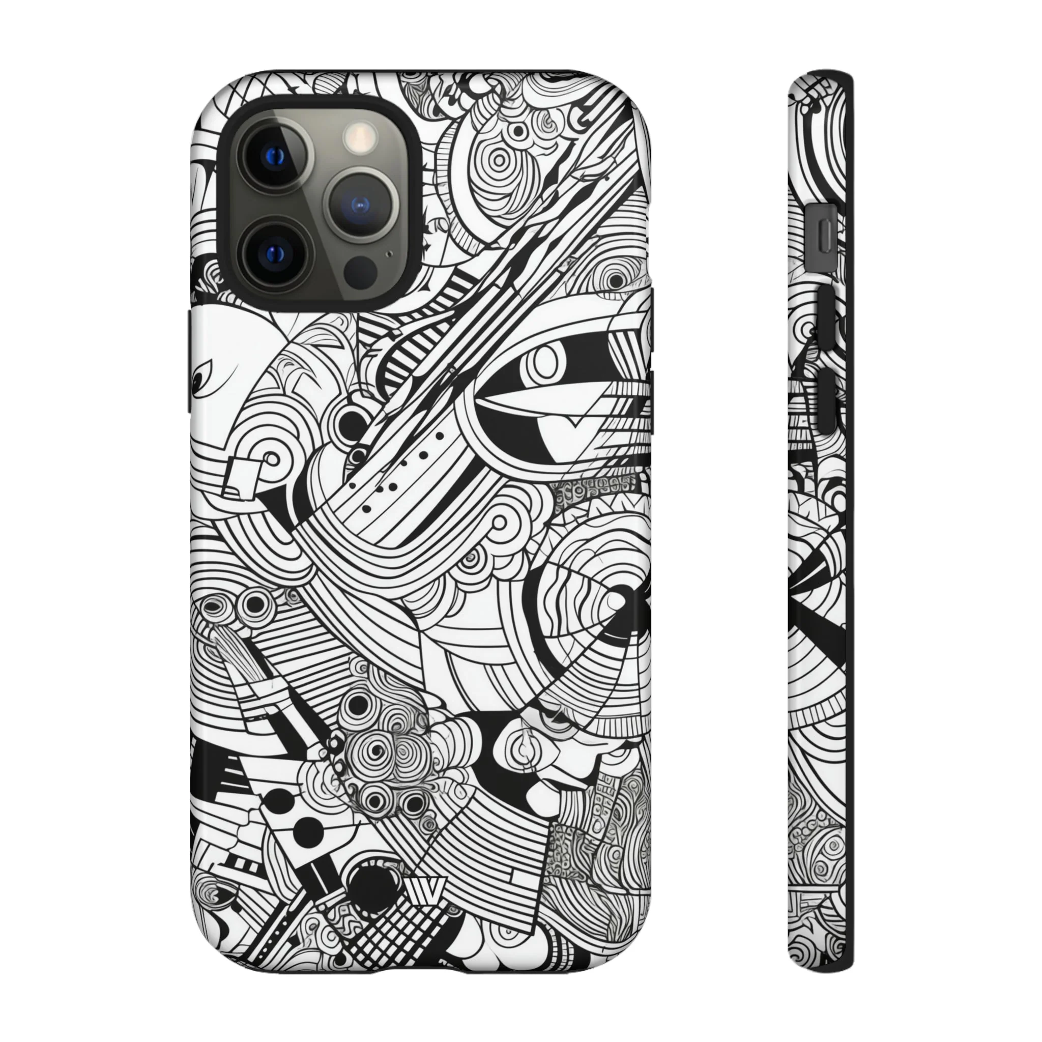 B&W ABSTRACT DOODLE | Tough Phone Case - Image 13