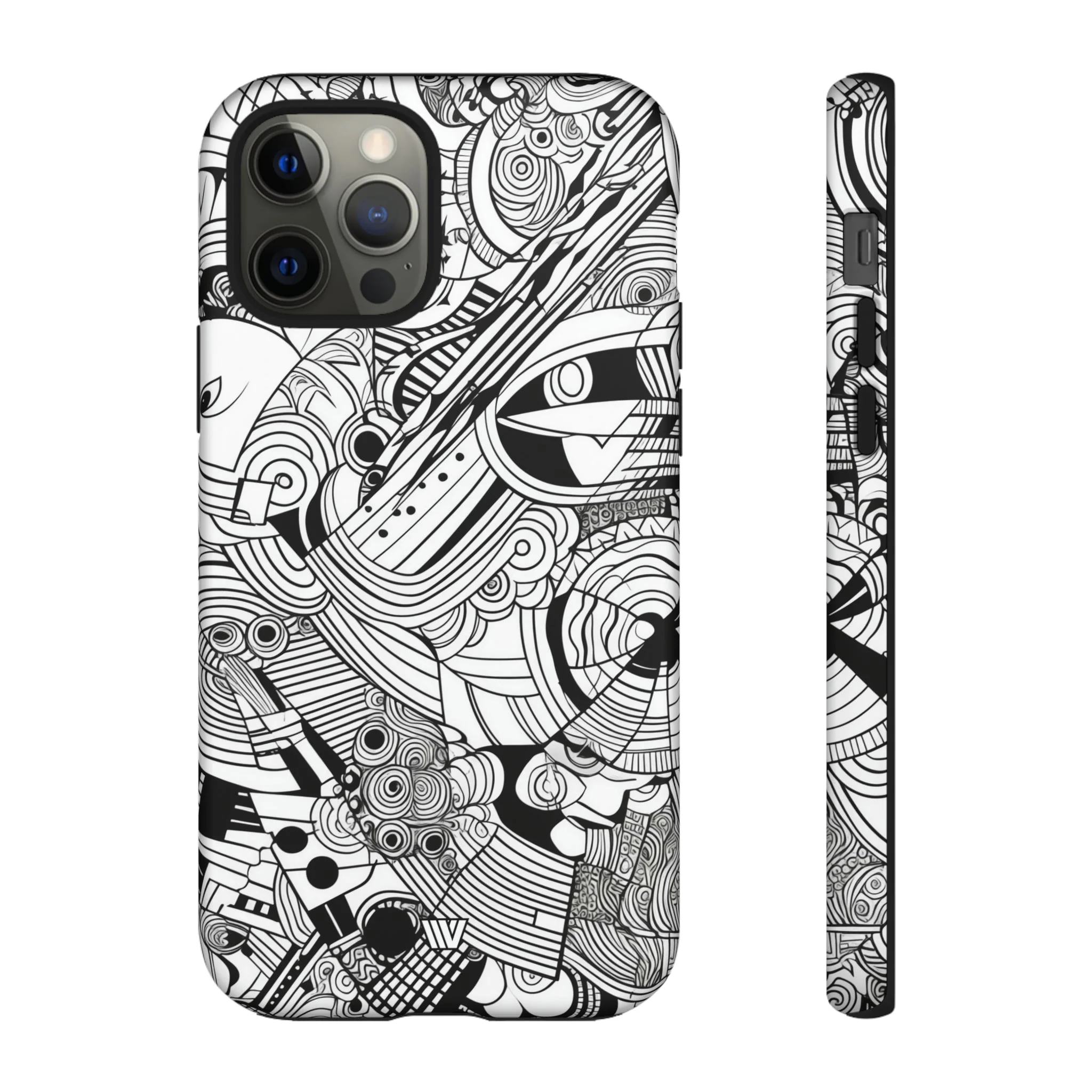B&W ABSTRACT DOODLE | Tough Phone Case - Image 14