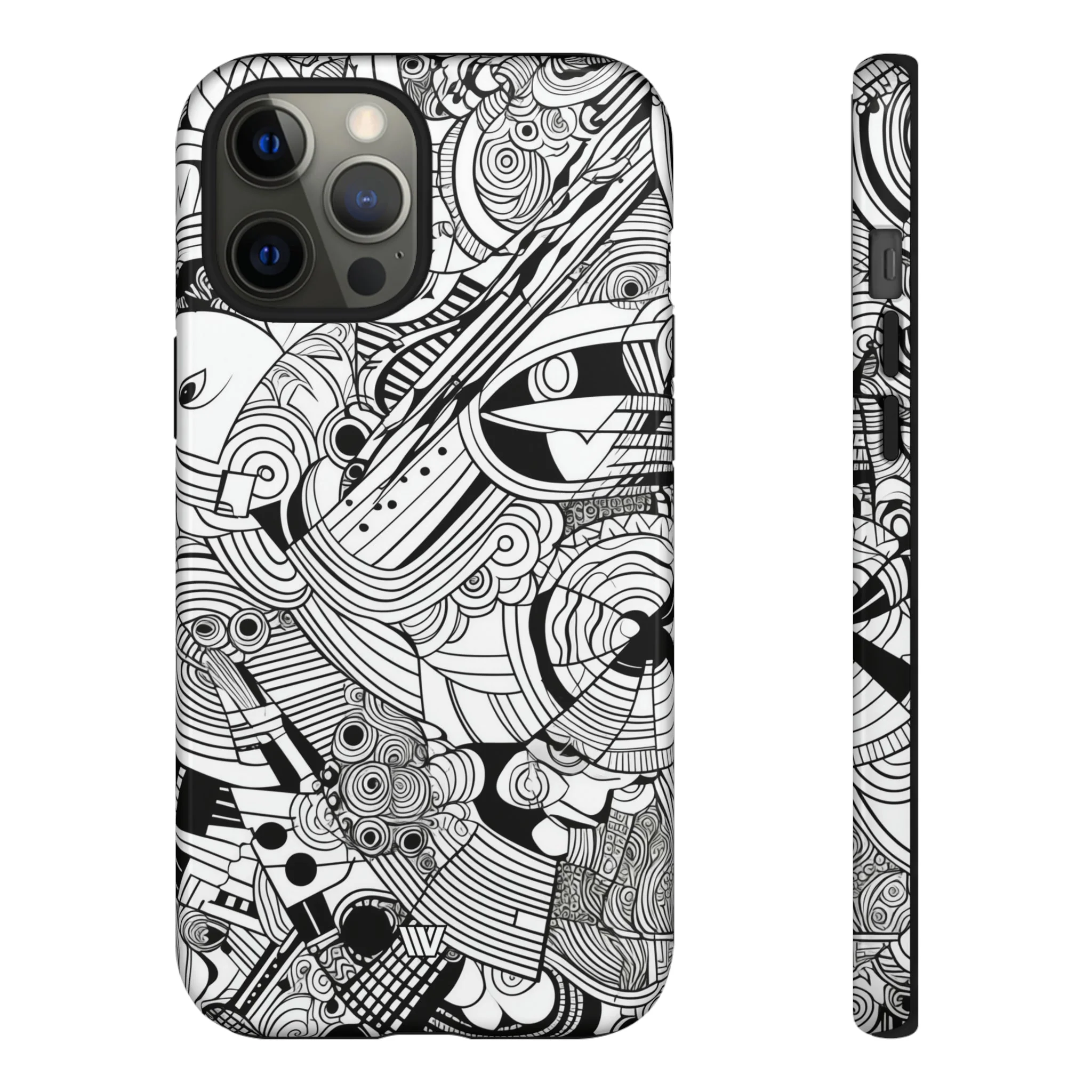 B&W ABSTRACT DOODLE | Tough Phone Case - Image 15