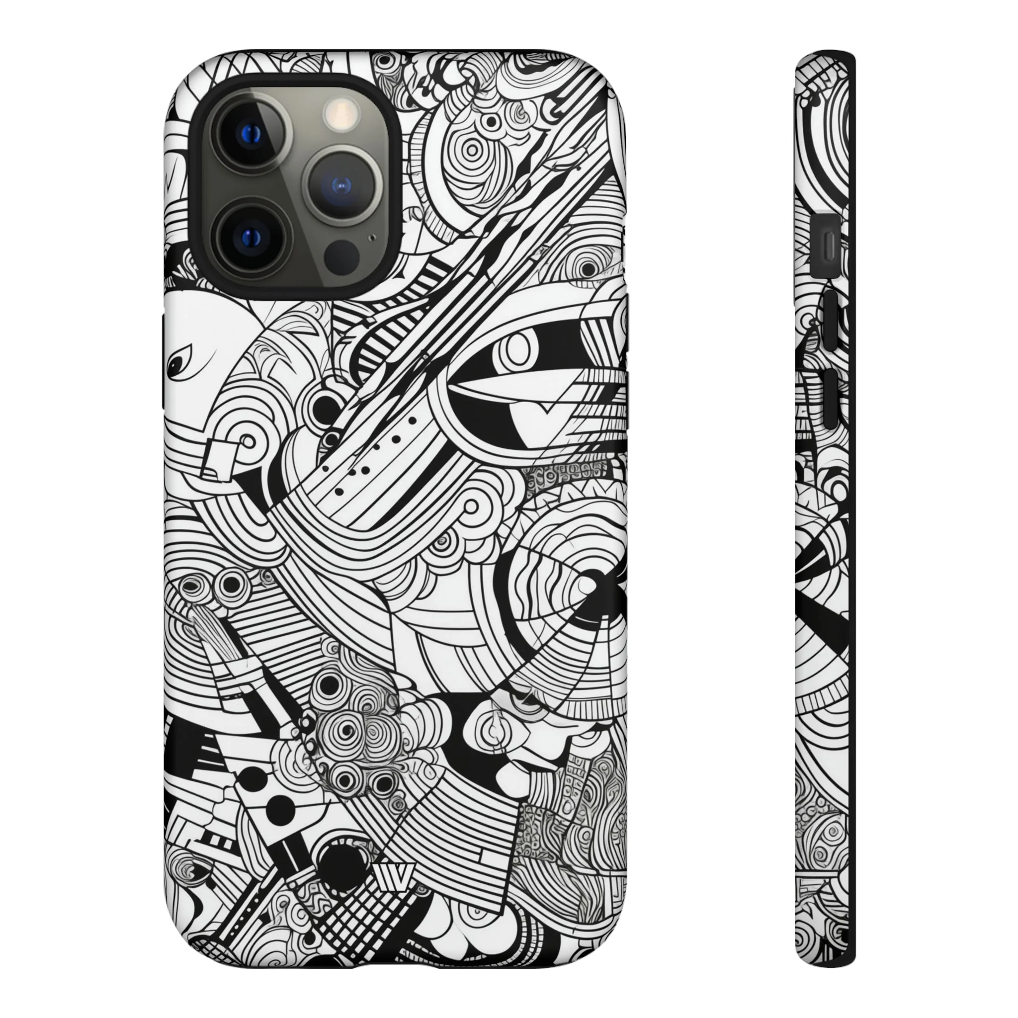 B&W ABSTRACT DOODLE | Tough Phone Case - Image 16