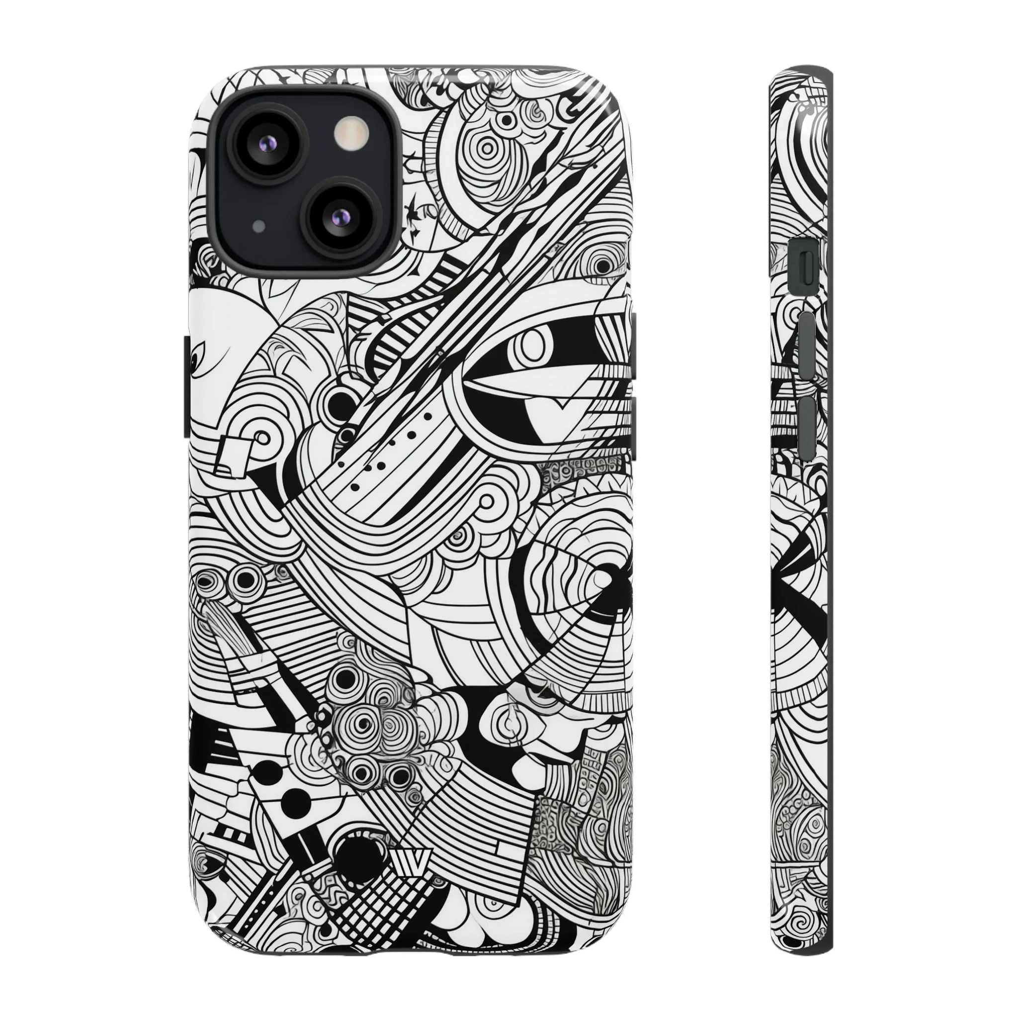 B&W ABSTRACT DOODLE | Tough Phone Case - Image 17