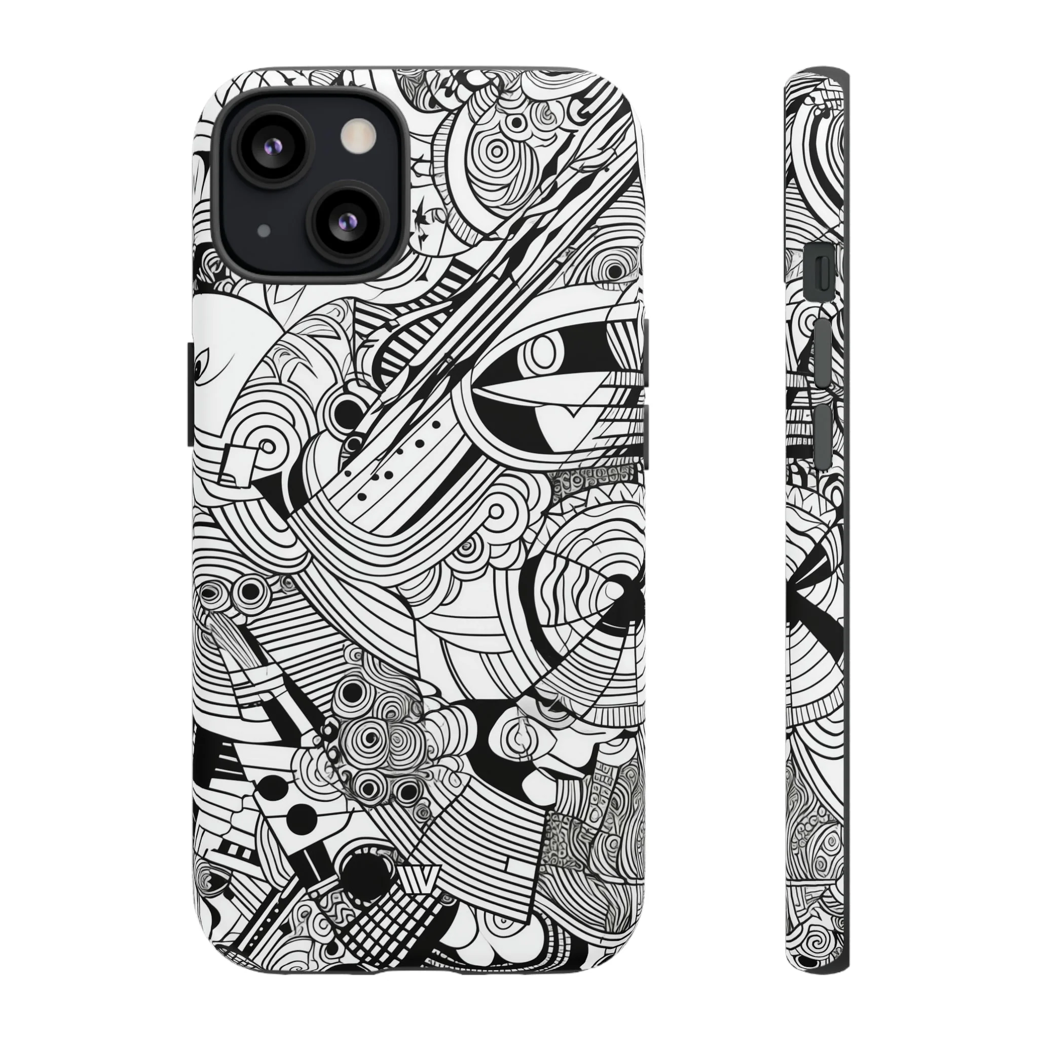 B&W ABSTRACT DOODLE | Tough Phone Case - Image 18
