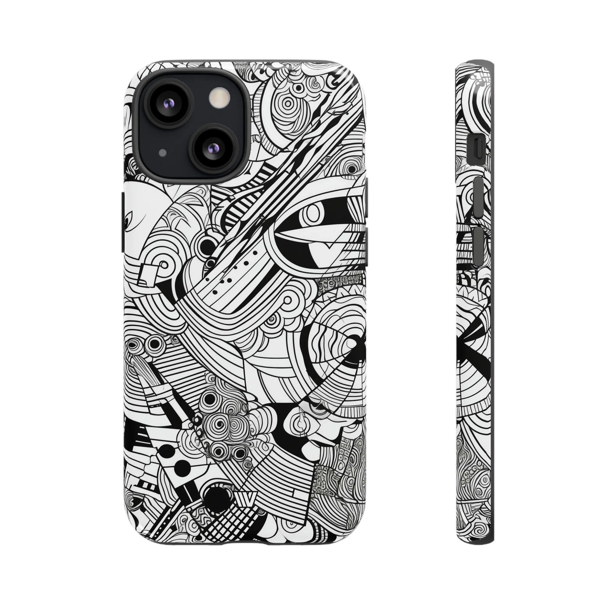 B&W ABSTRACT DOODLE | Tough Phone Case - Image 19