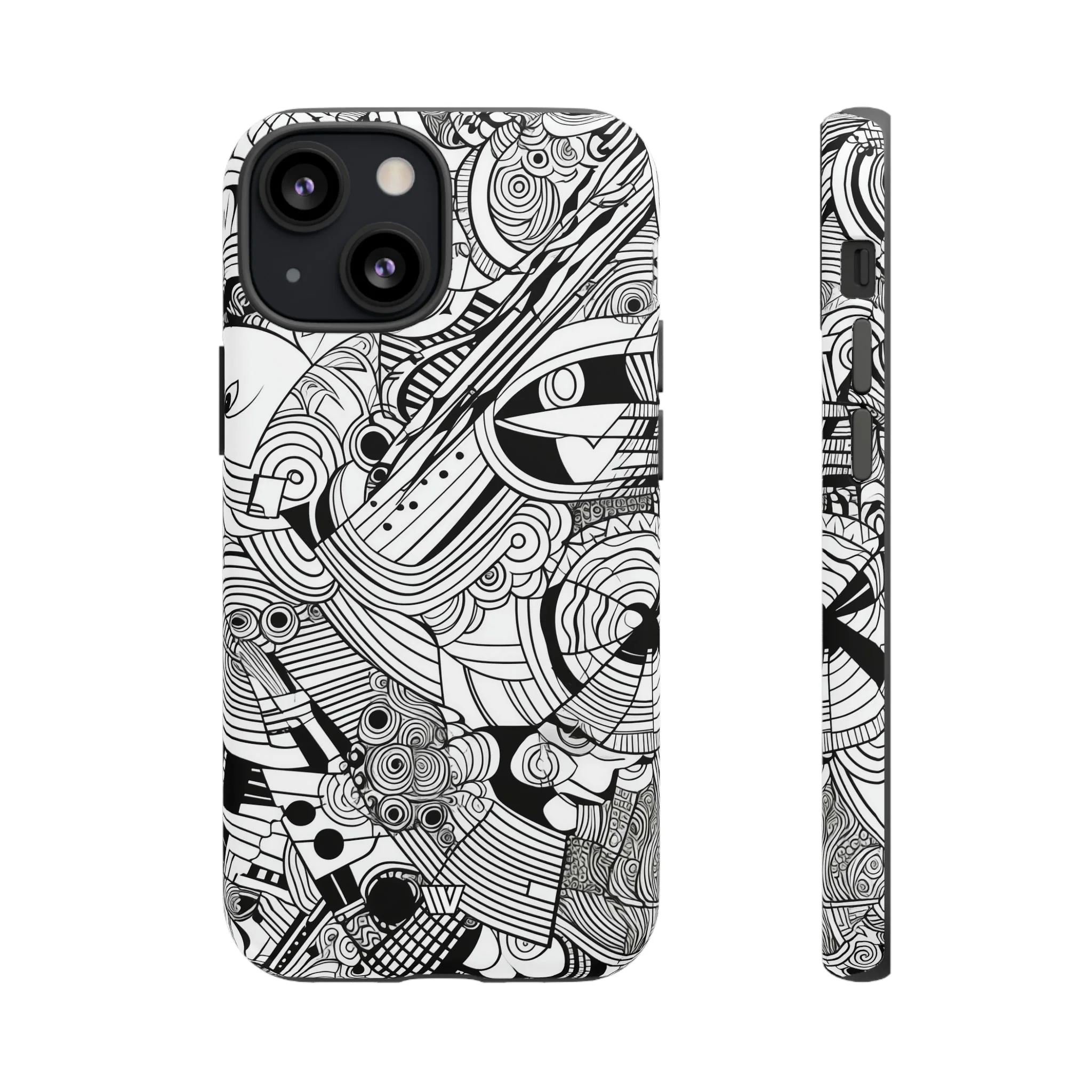 B&W ABSTRACT DOODLE | Tough Phone Case - Image 20