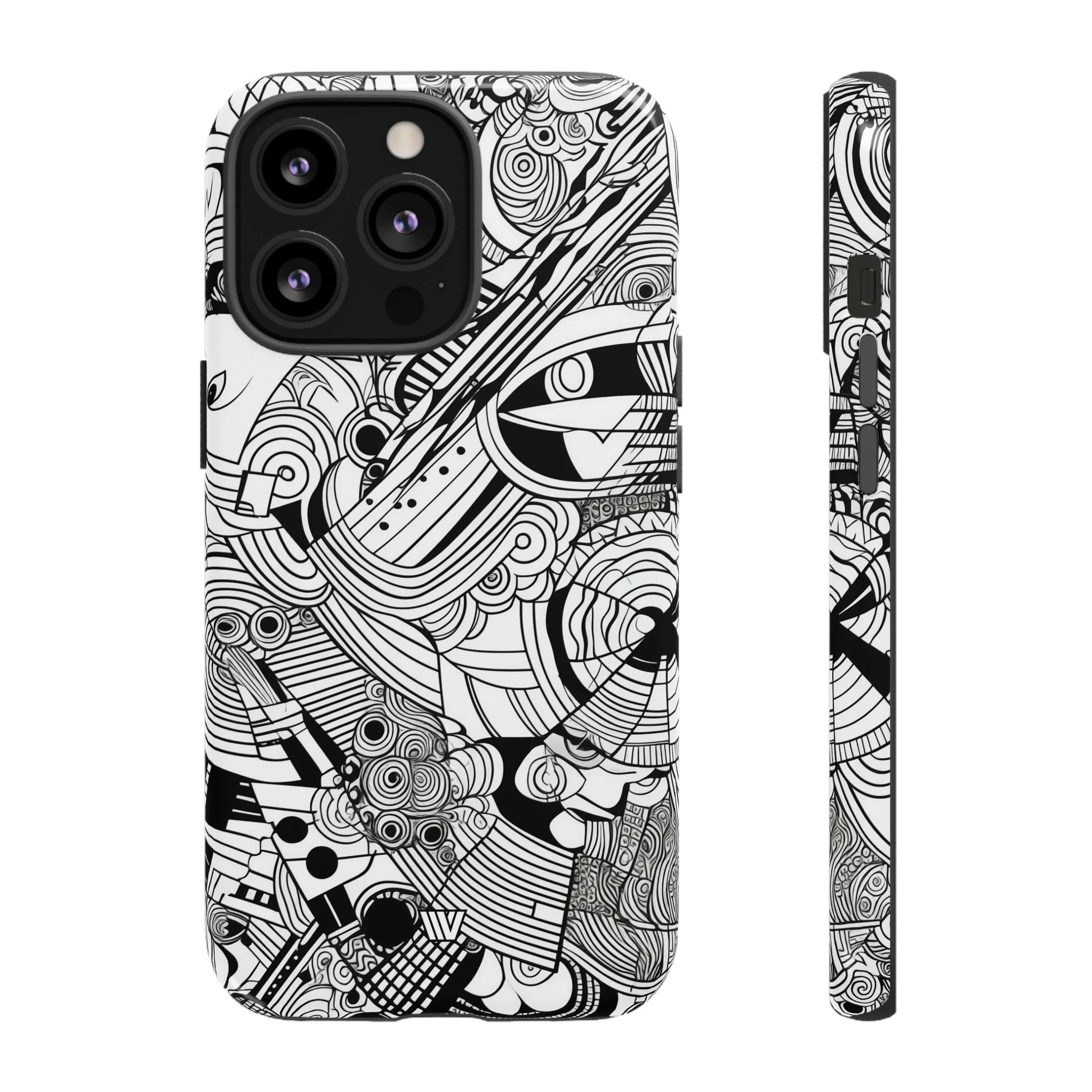 B&W ABSTRACT DOODLE | Tough Phone Case - Image 21