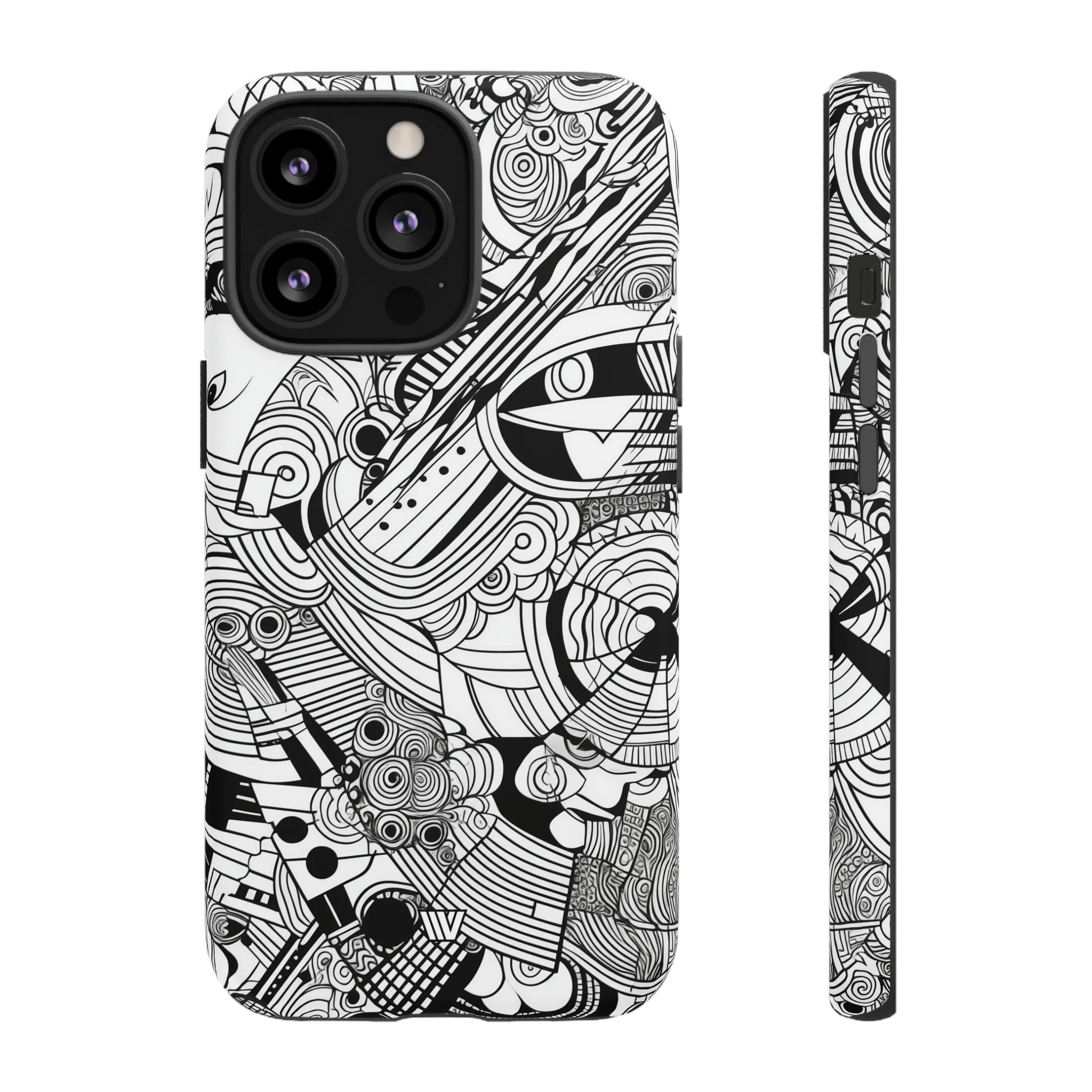 B&W ABSTRACT DOODLE | Tough Phone Case - Image 22