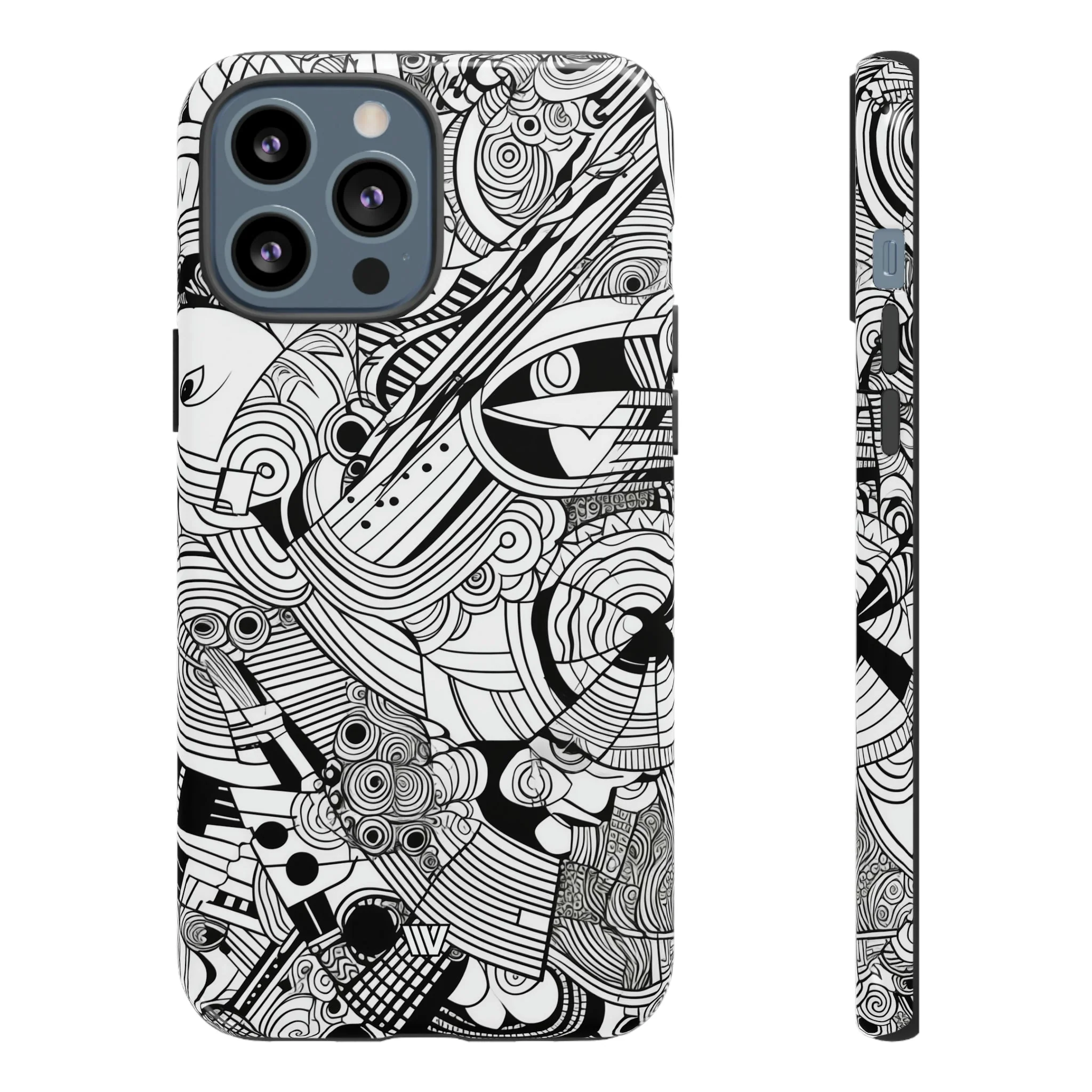 B&W ABSTRACT DOODLE | Tough Phone Case - Image 23
