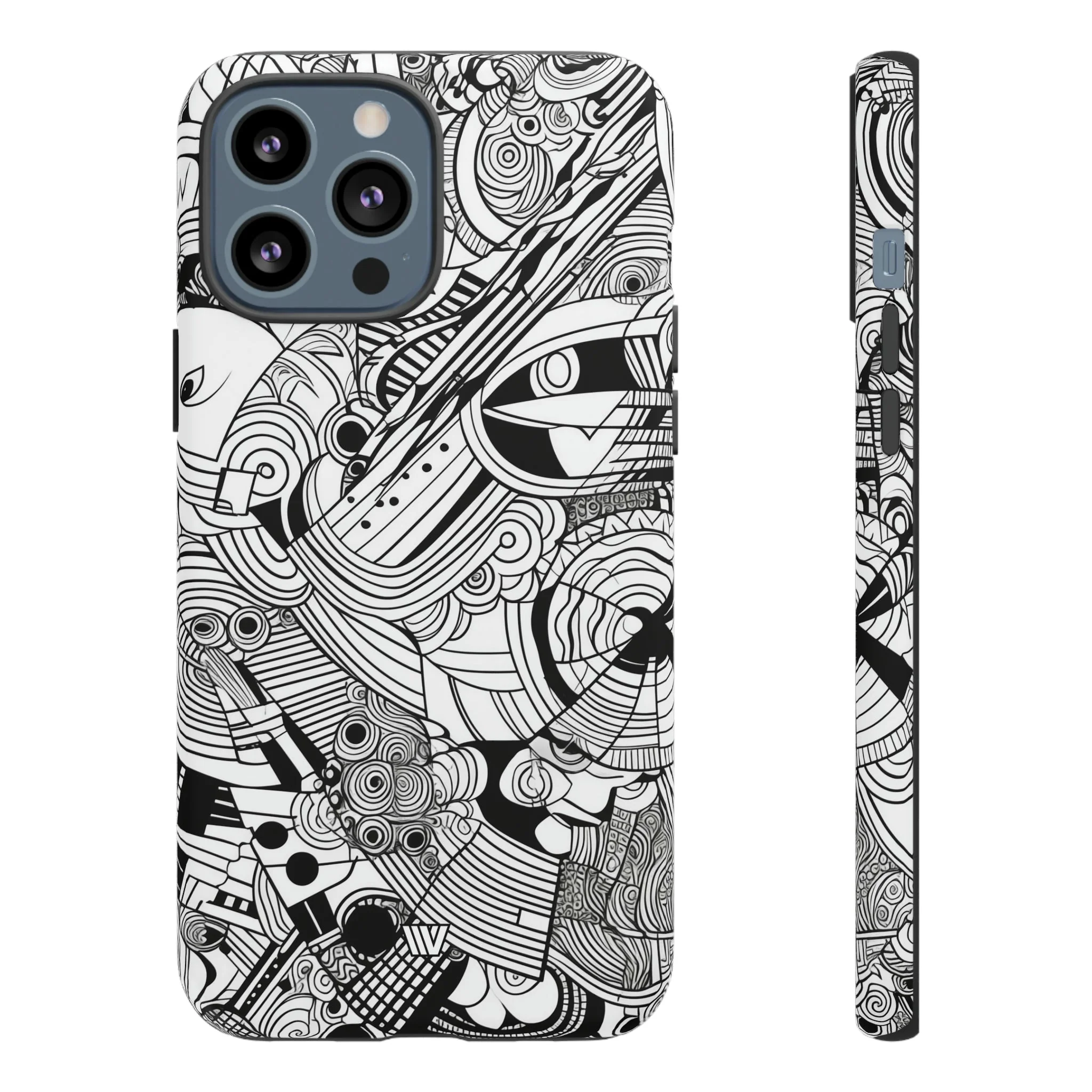 B&W ABSTRACT DOODLE | Tough Phone Case - Image 24