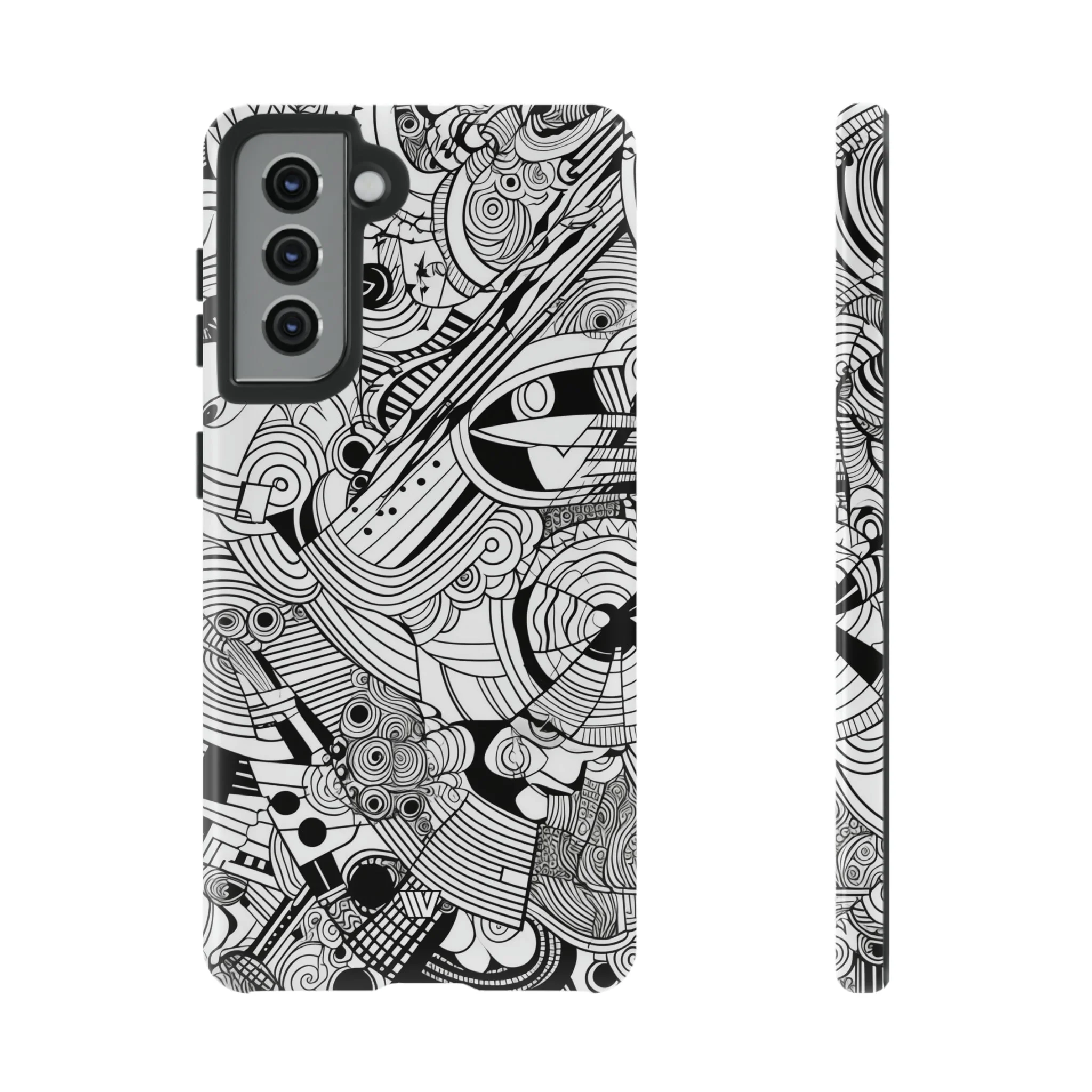 B&W ABSTRACT DOODLE | Tough Phone Case - Image 25