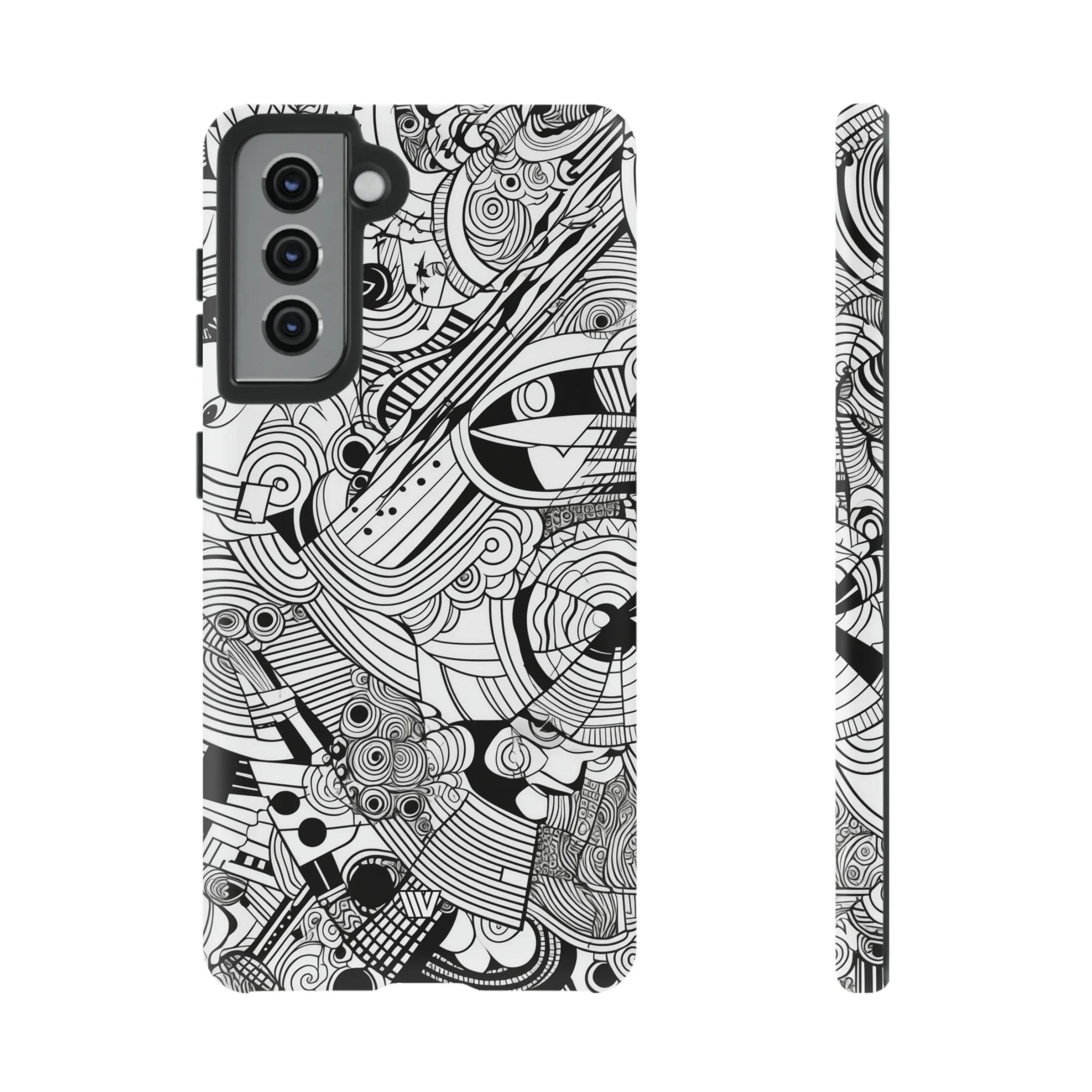 B&W ABSTRACT DOODLE | Tough Phone Case - Image 26