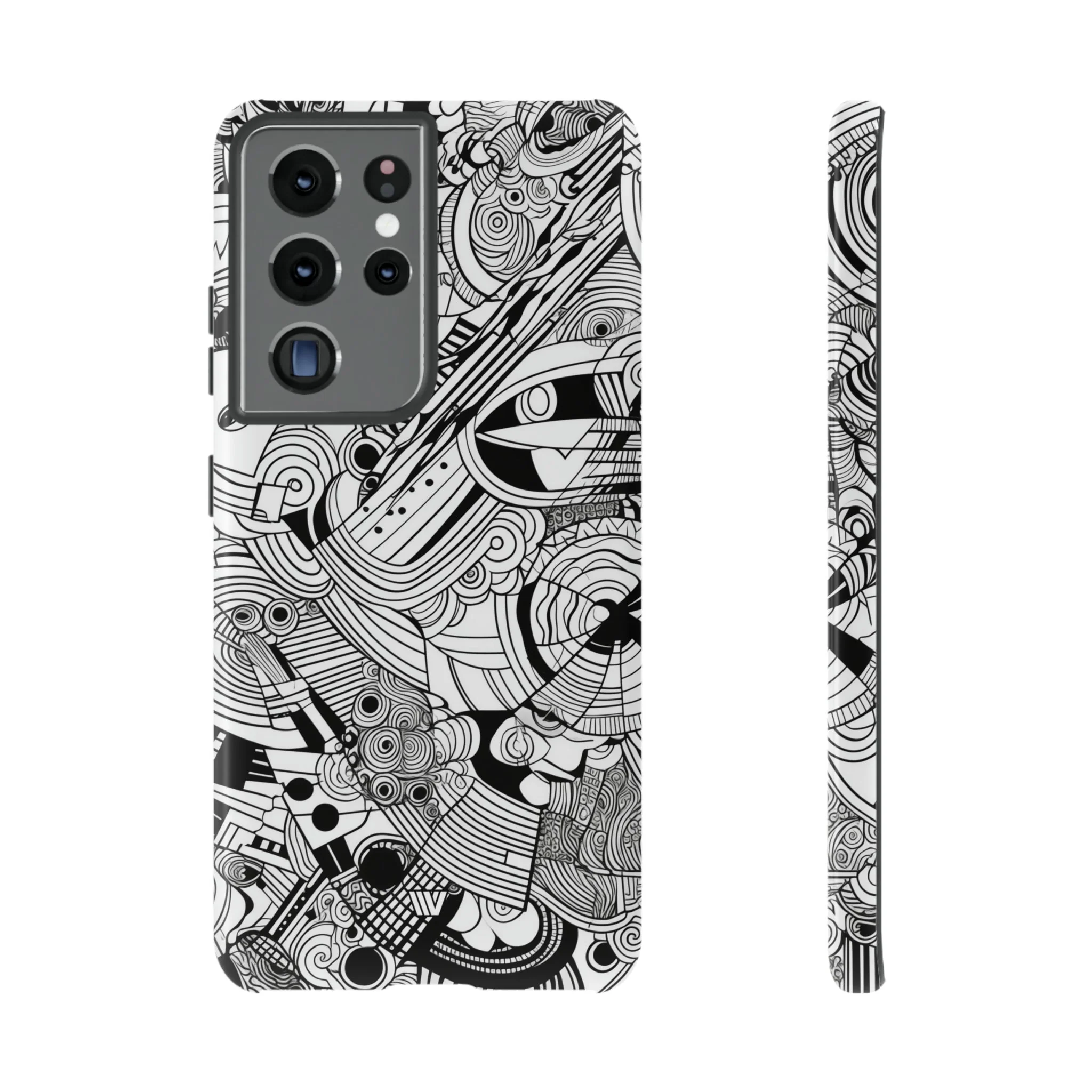 B&W ABSTRACT DOODLE | Tough Phone Case - Image 29