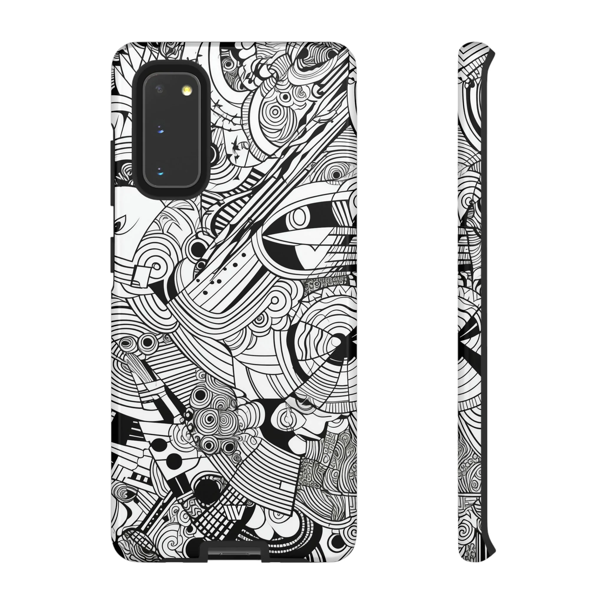 B&W ABSTRACT DOODLE | Tough Phone Case - Image 3