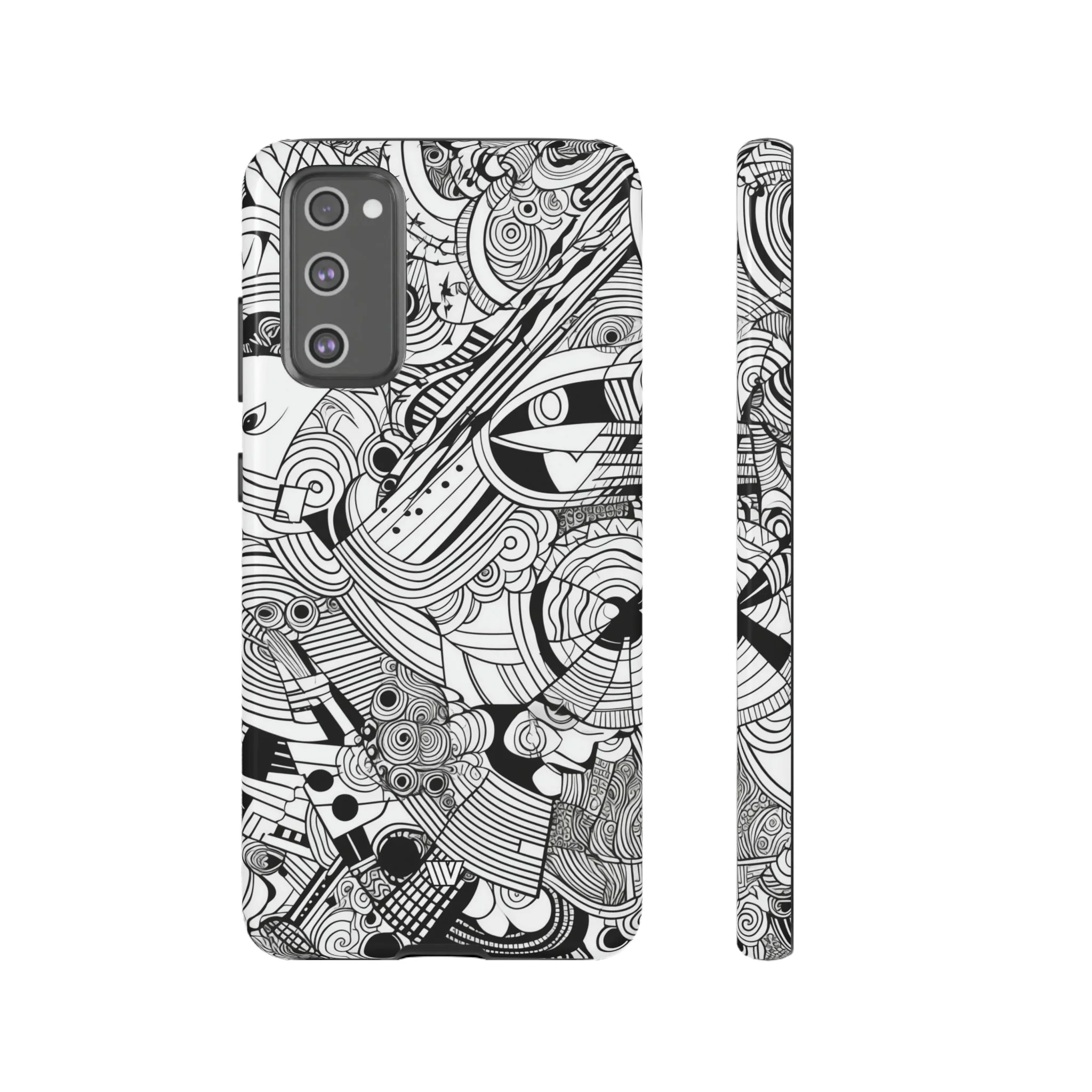 B&W ABSTRACT DOODLE | Tough Phone Case - Image 31