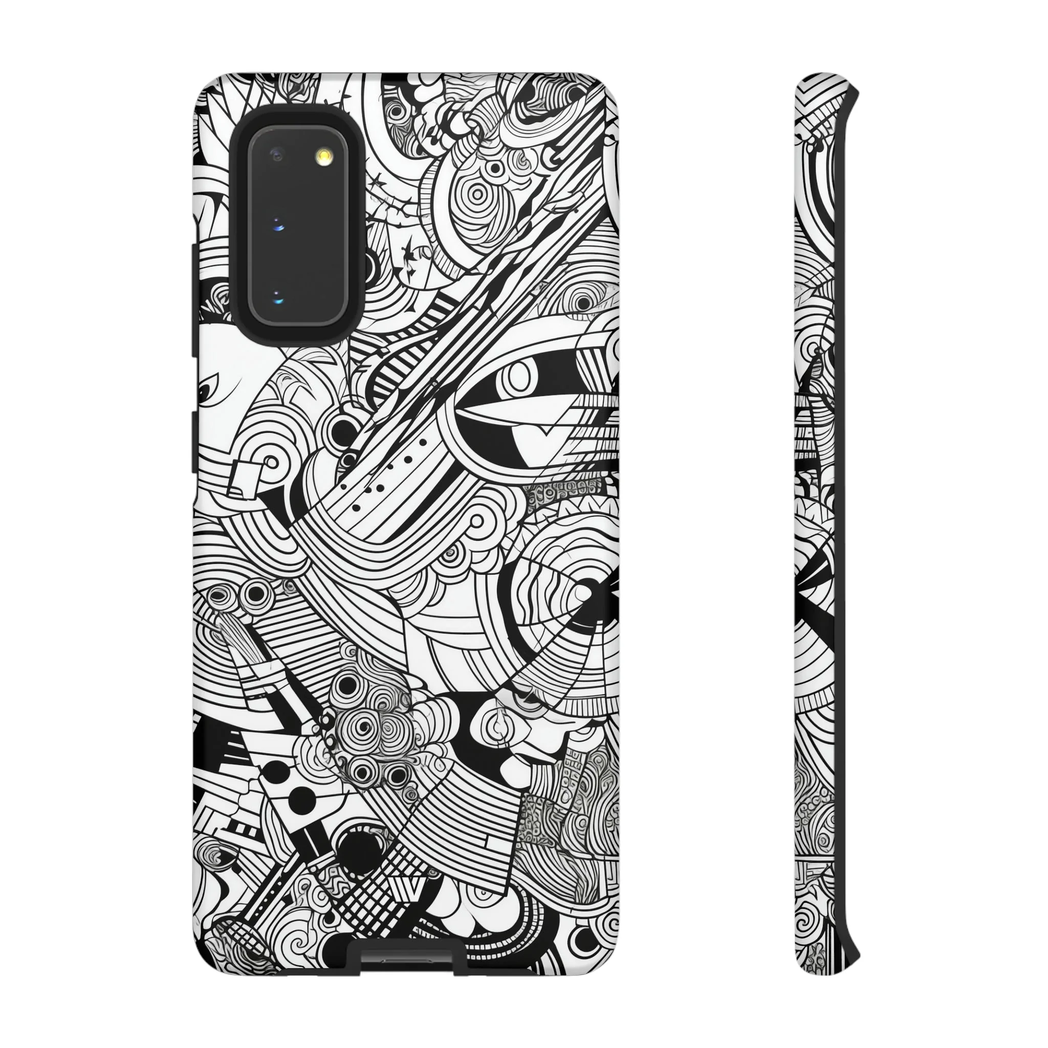 B&W ABSTRACT DOODLE | Tough Phone Case - Image 4