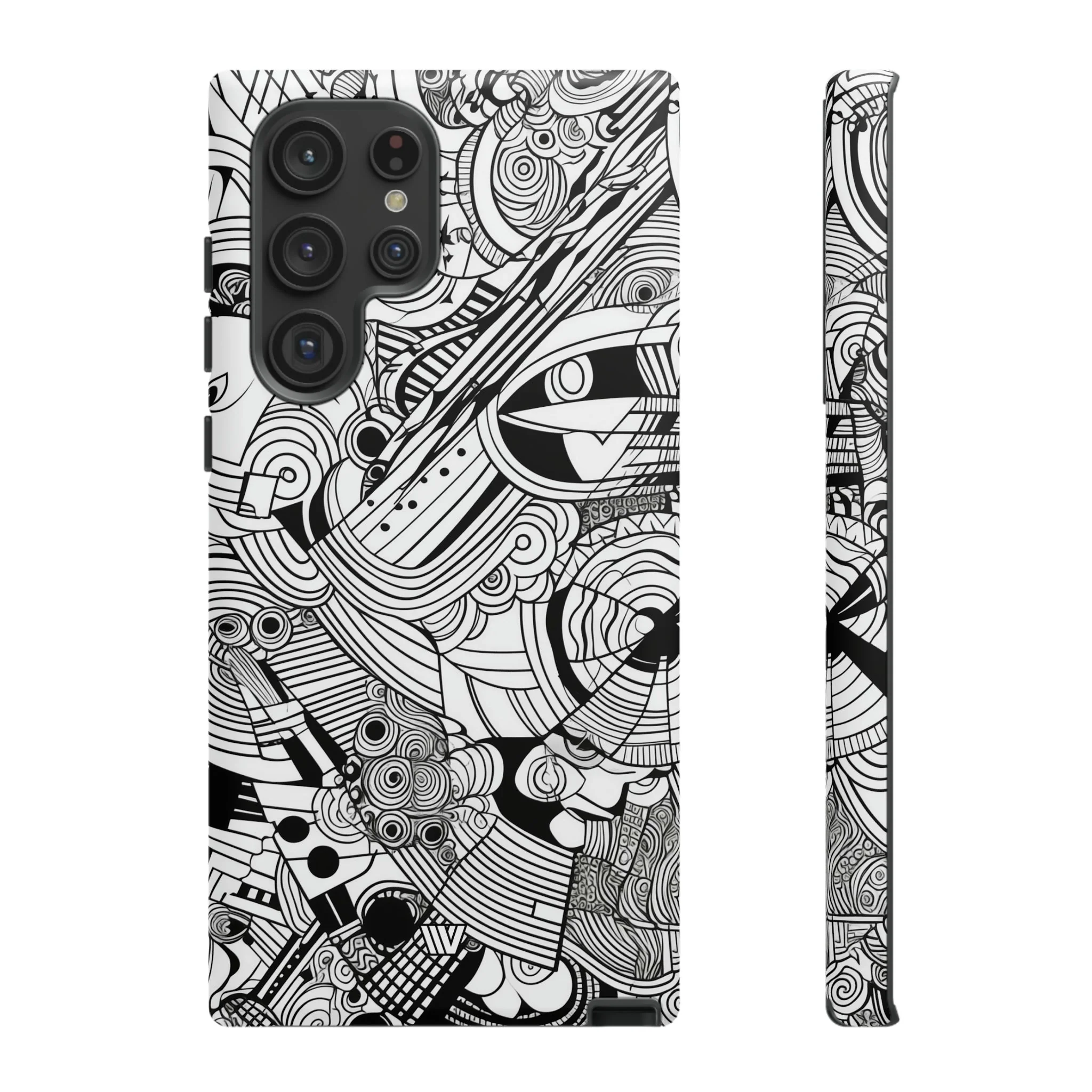 B&W ABSTRACT DOODLE | Tough Phone Case - Image 40