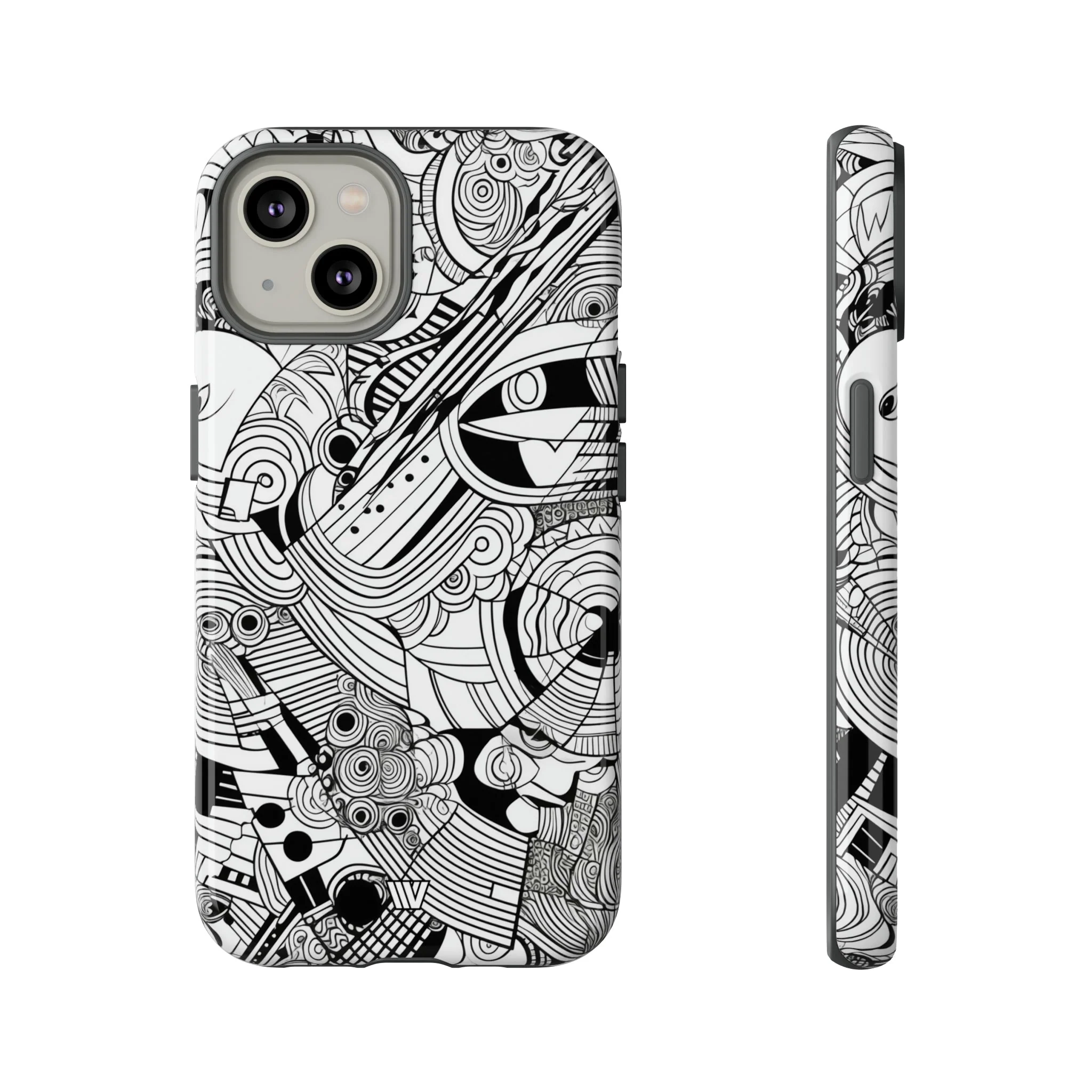 B&W ABSTRACT DOODLE | Tough Phone Case - Image 41