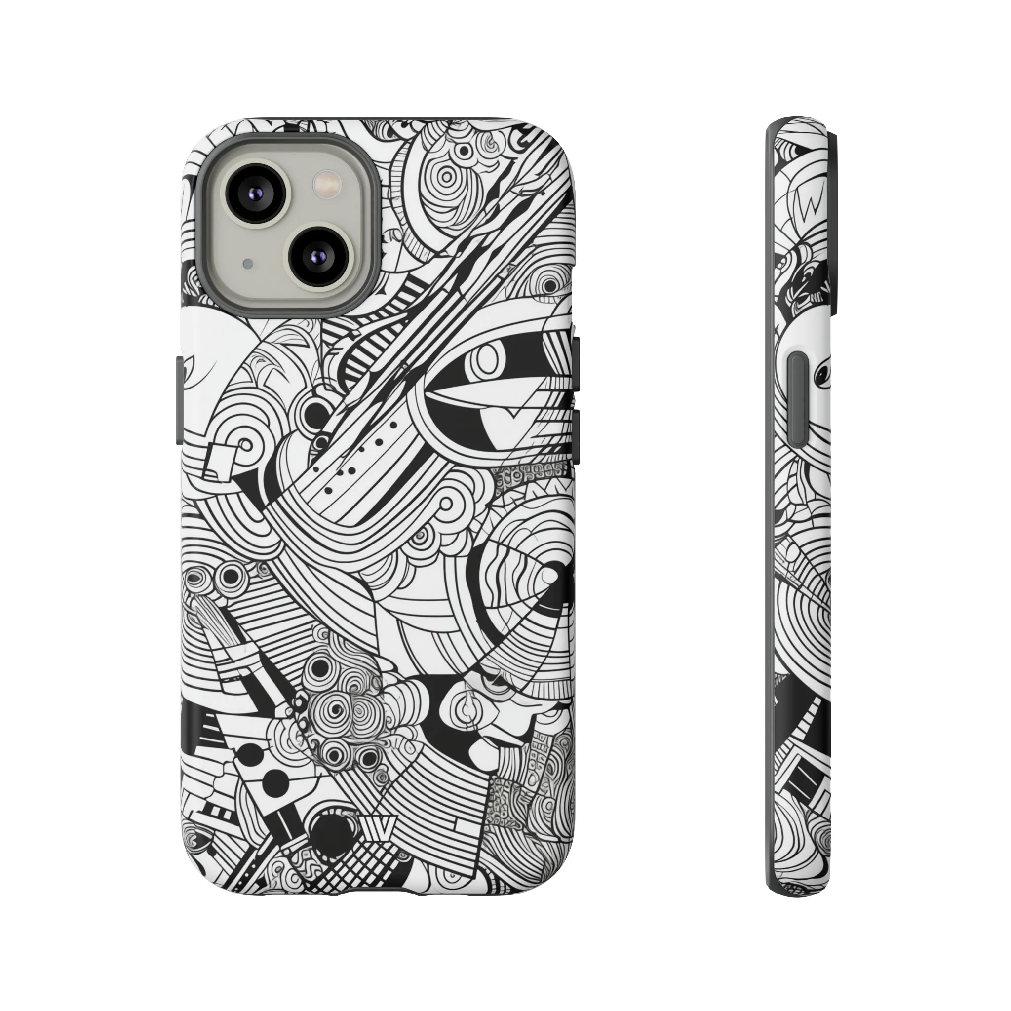 B&W ABSTRACT DOODLE | Tough Phone Case - Image 42