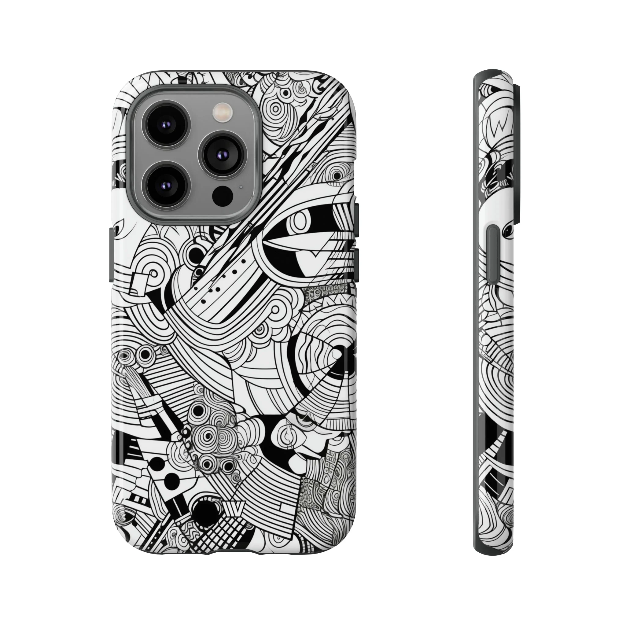 B&W ABSTRACT DOODLE | Tough Phone Case - Image 43