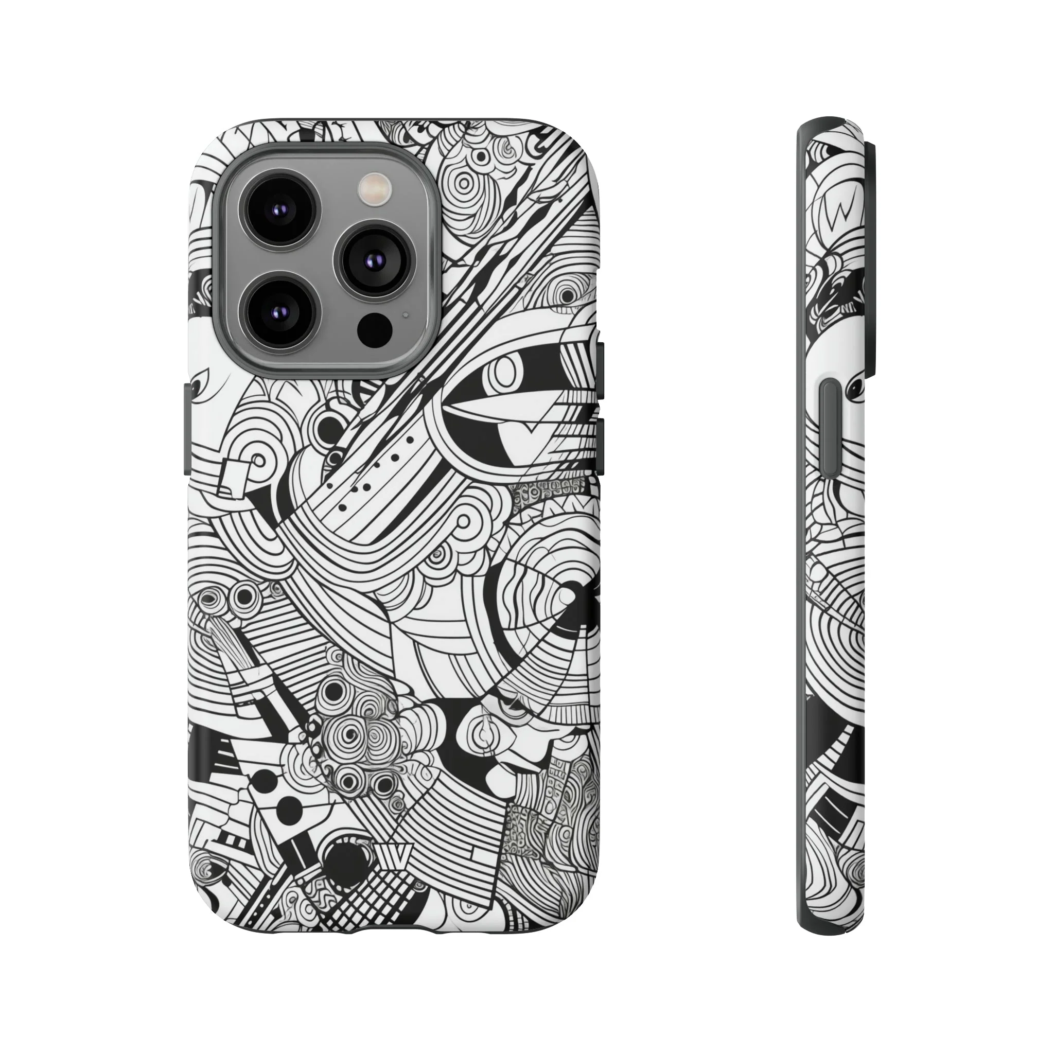 B&W ABSTRACT DOODLE | Tough Phone Case - Image 44