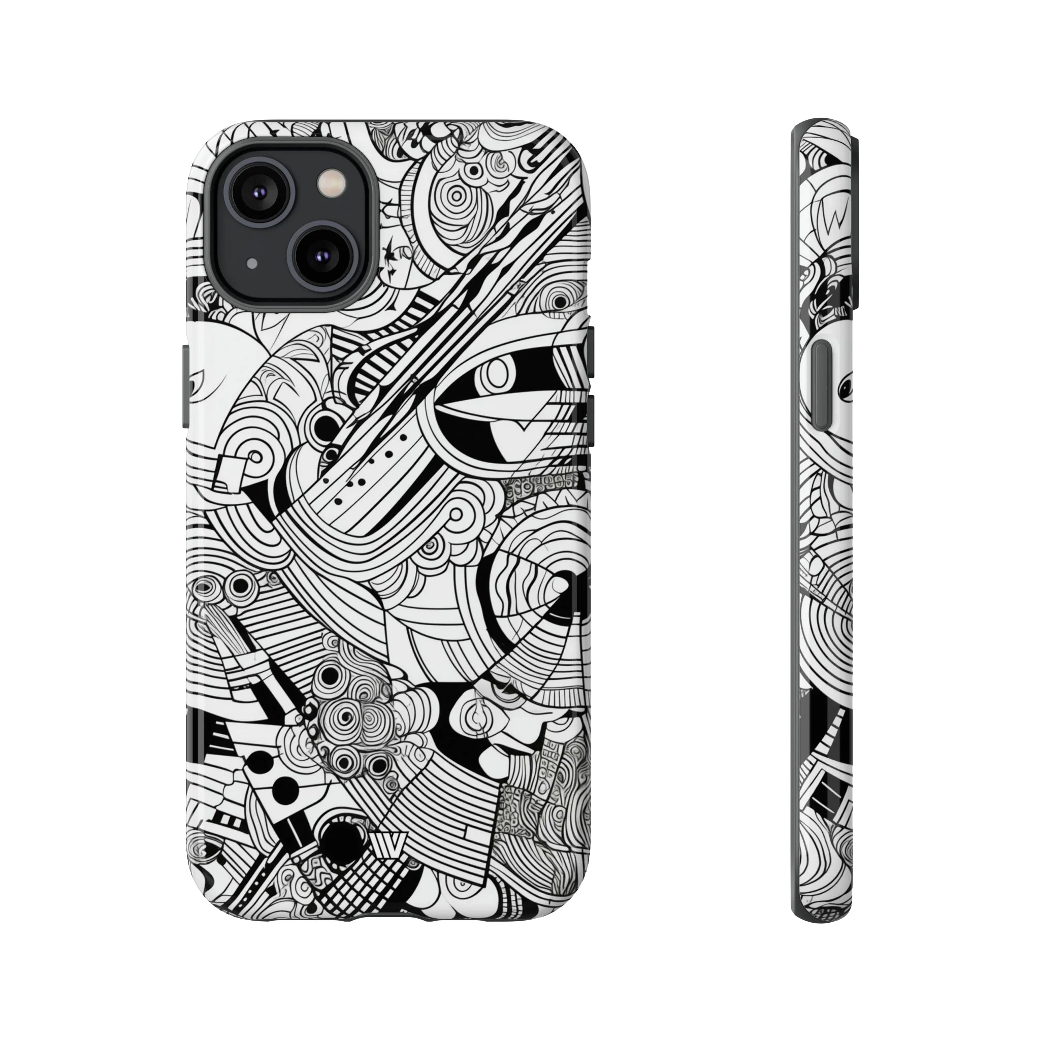 B&W ABSTRACT DOODLE | Tough Phone Case - Image 45