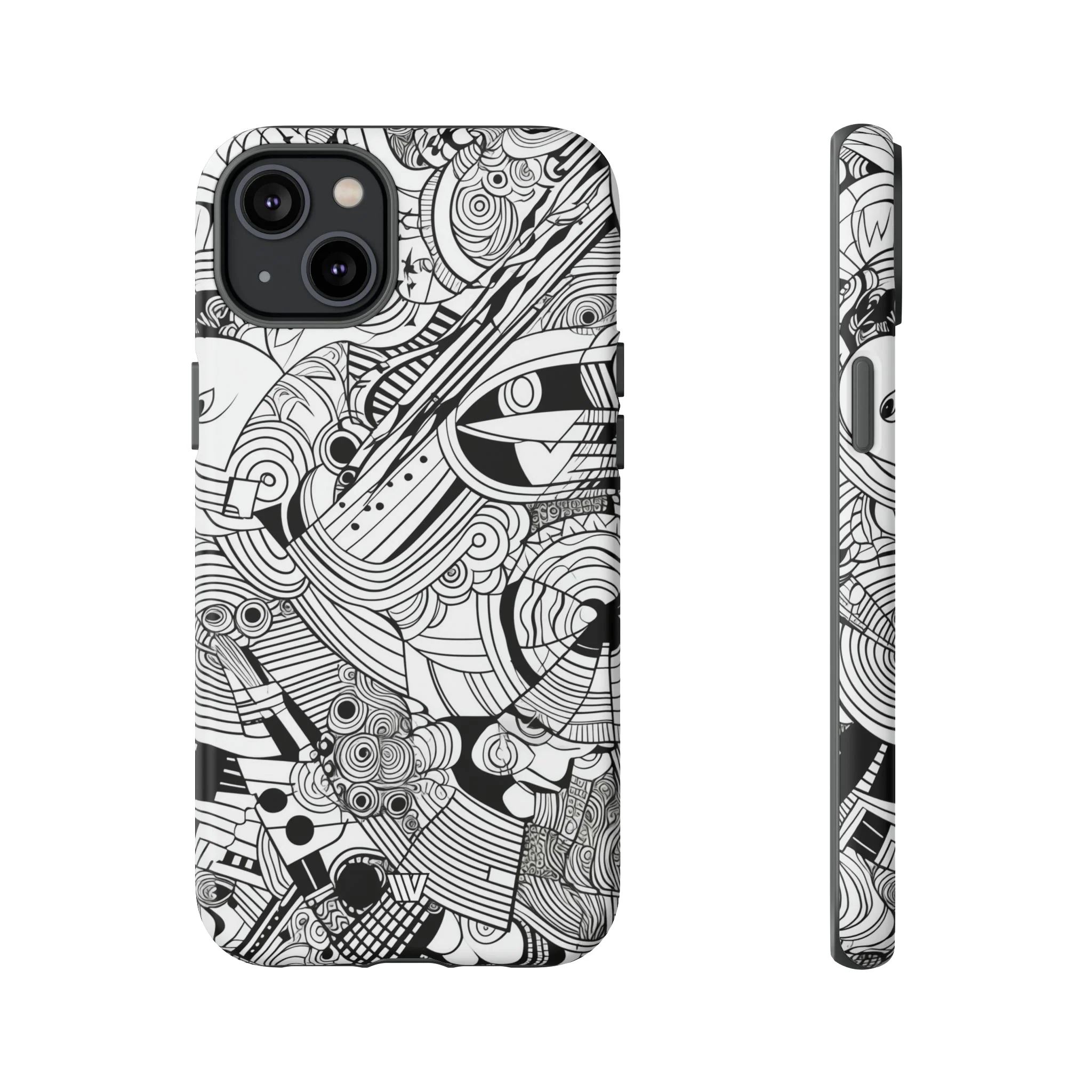 B&W ABSTRACT DOODLE | Tough Phone Case - Image 46