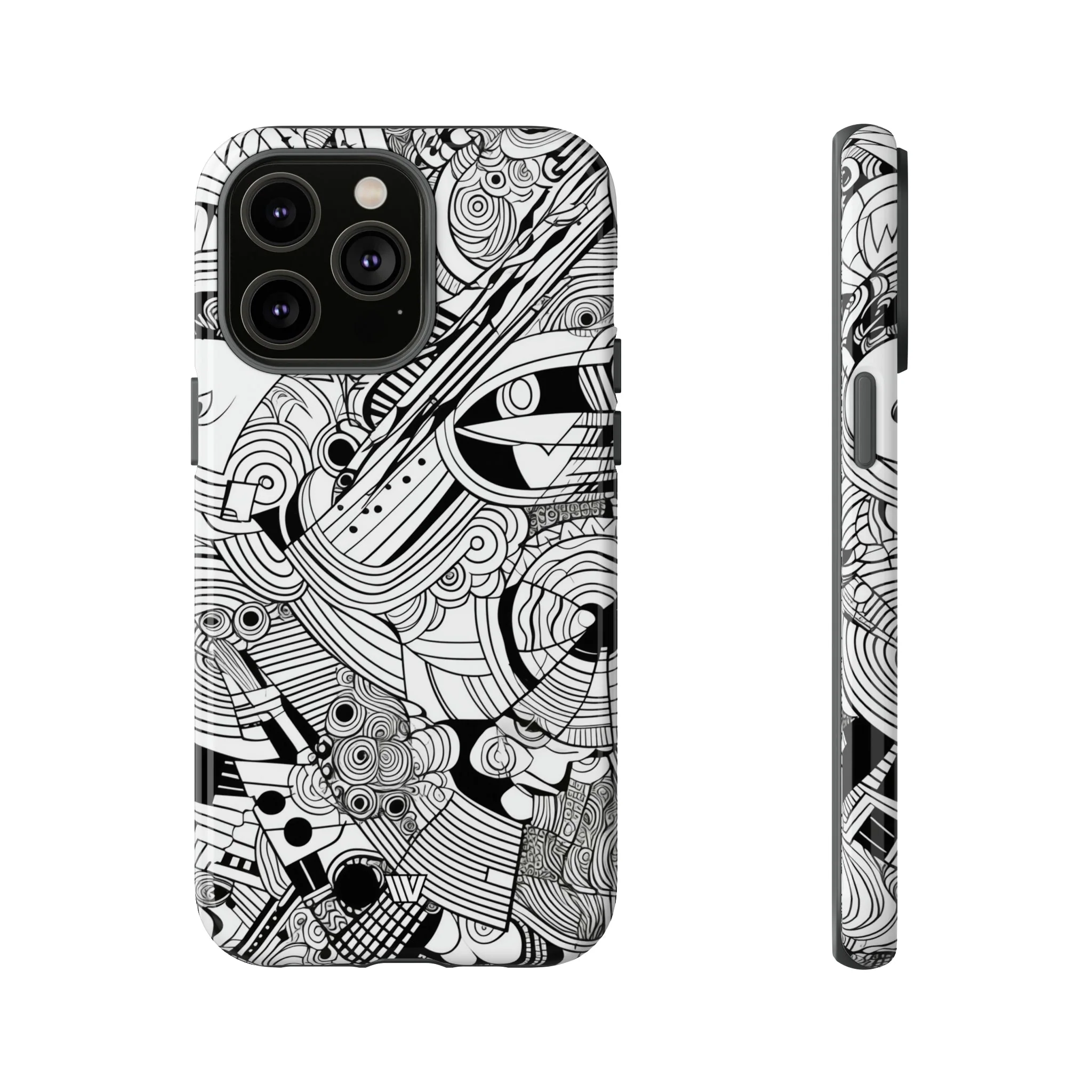 B&W ABSTRACT DOODLE | Tough Phone Case - Image 47