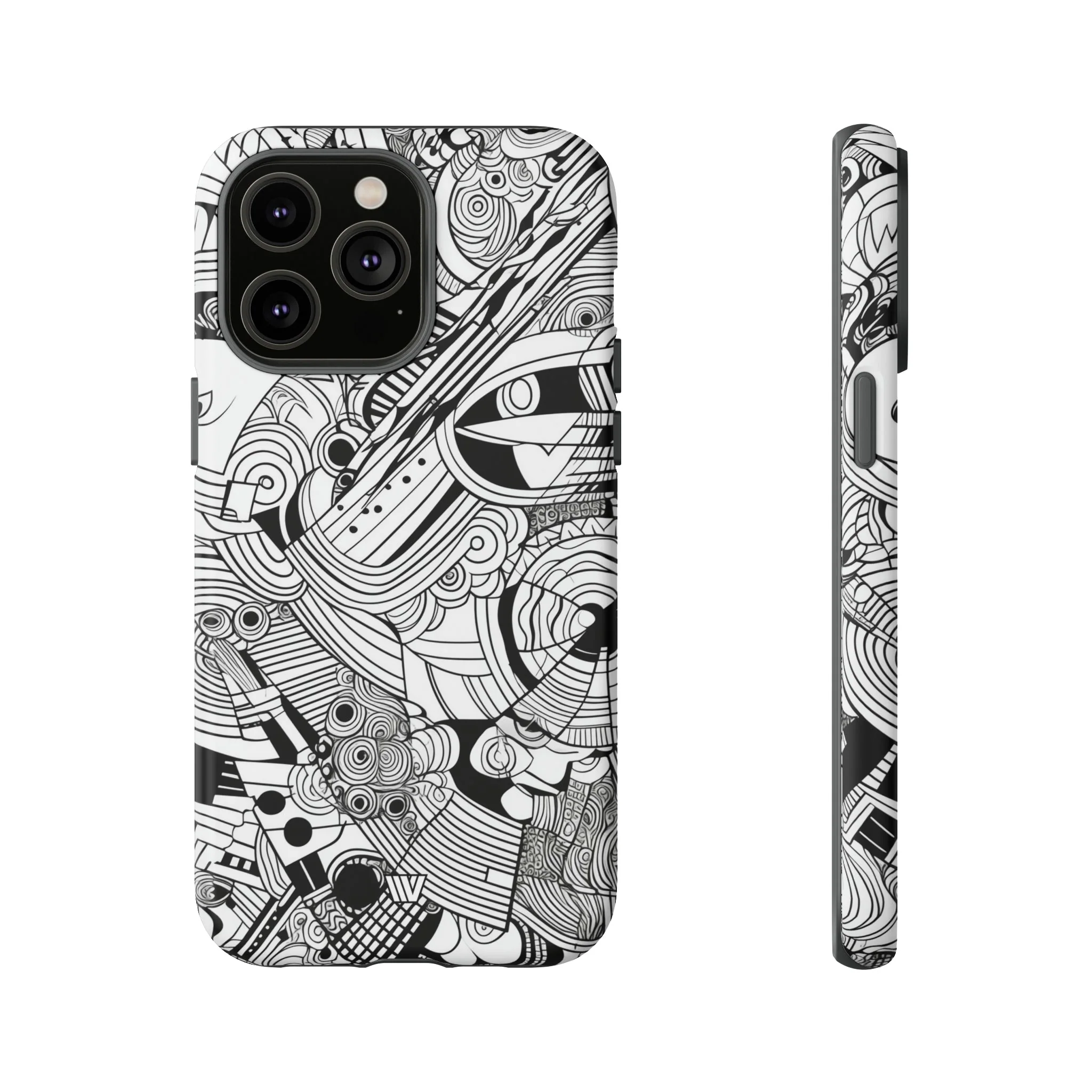 B&W ABSTRACT DOODLE | Tough Phone Case - Image 48