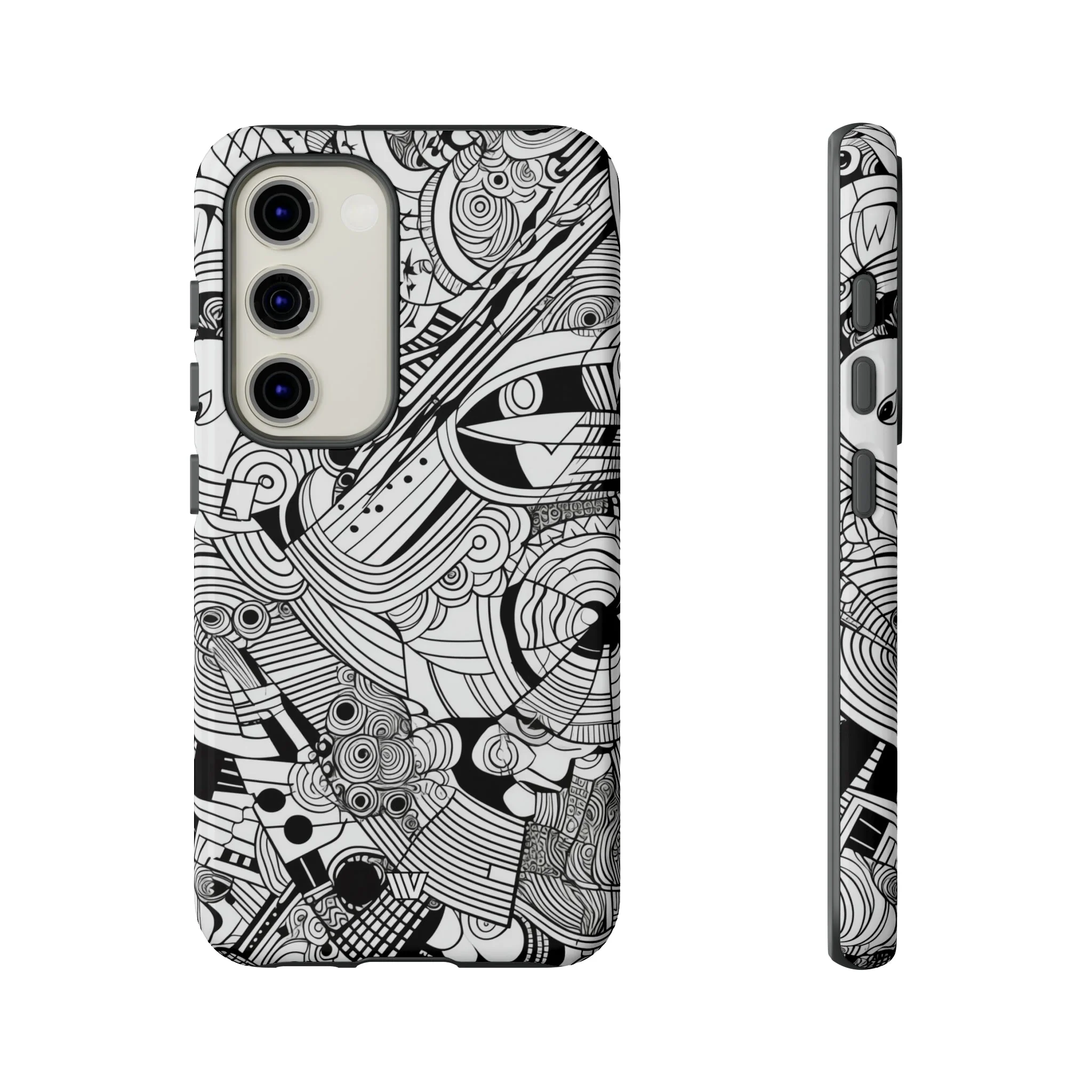 B&W ABSTRACT DOODLE | Tough Phone Case - Image 49