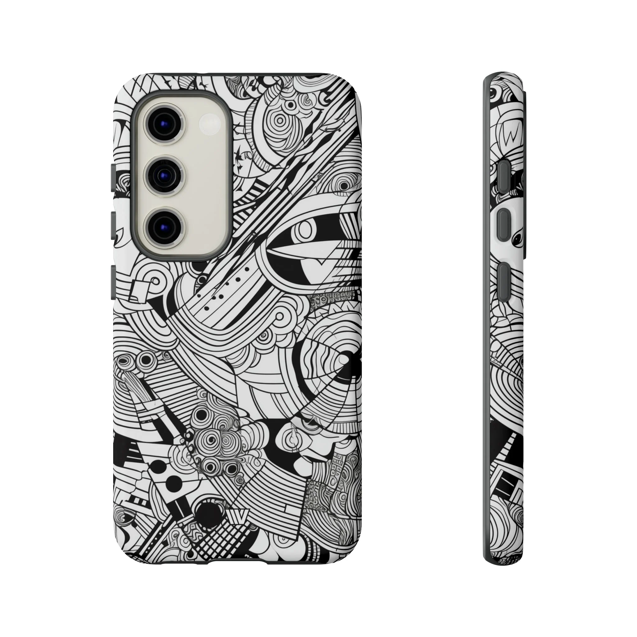 B&W ABSTRACT DOODLE | Tough Phone Case - Image 50