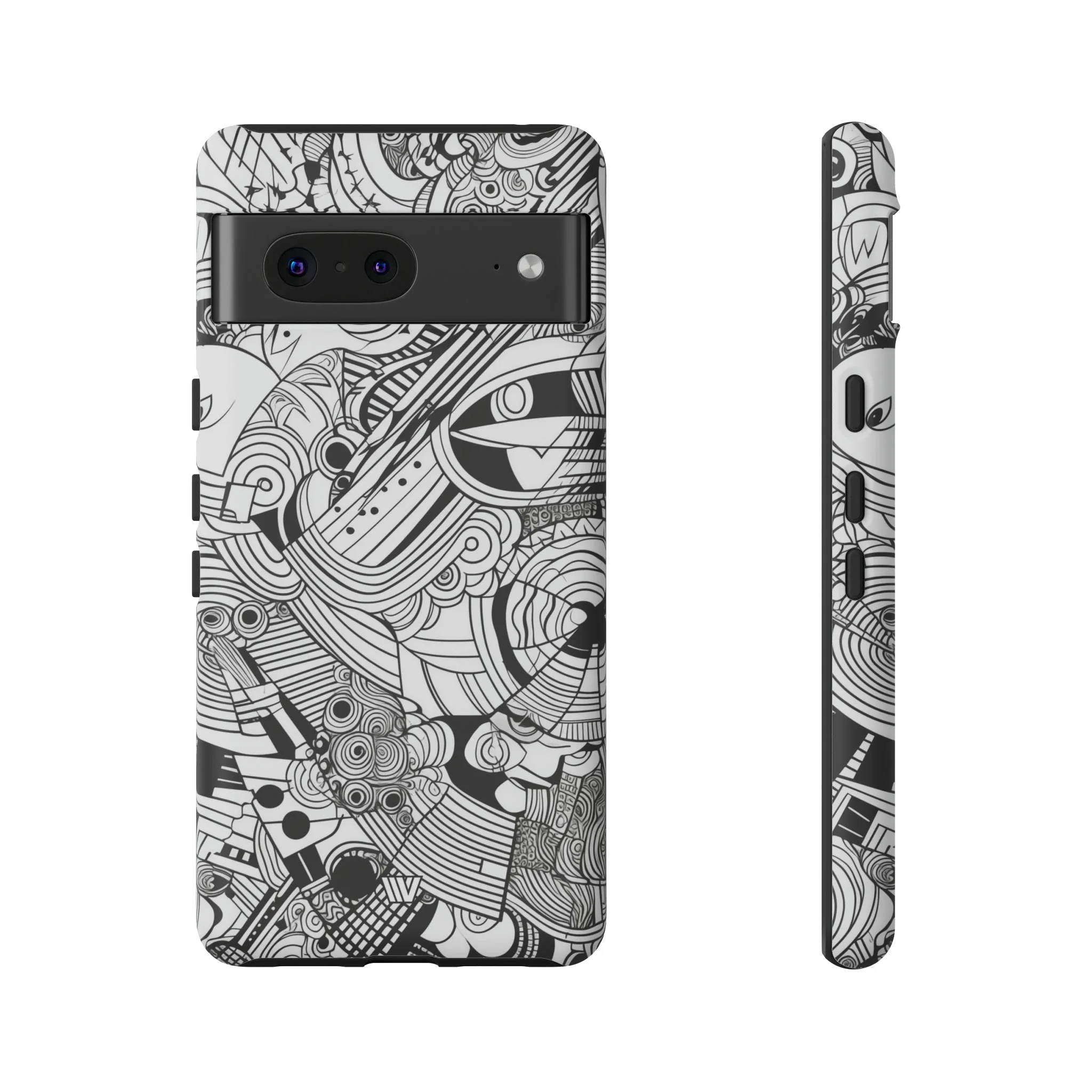 B&W ABSTRACT DOODLE | Tough Phone Case - Image 56
