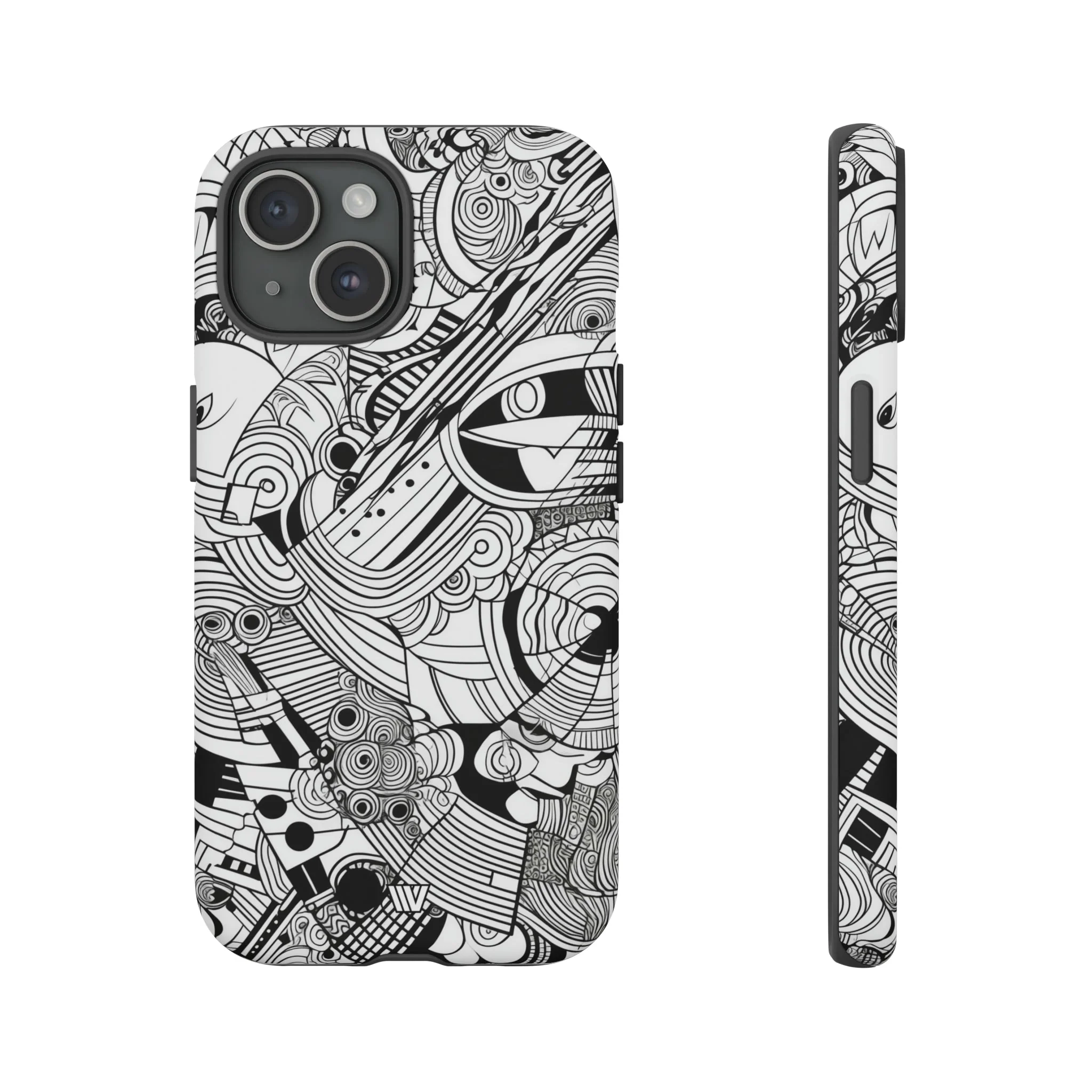 B&W ABSTRACT DOODLE | Tough Phone Case - Image 57