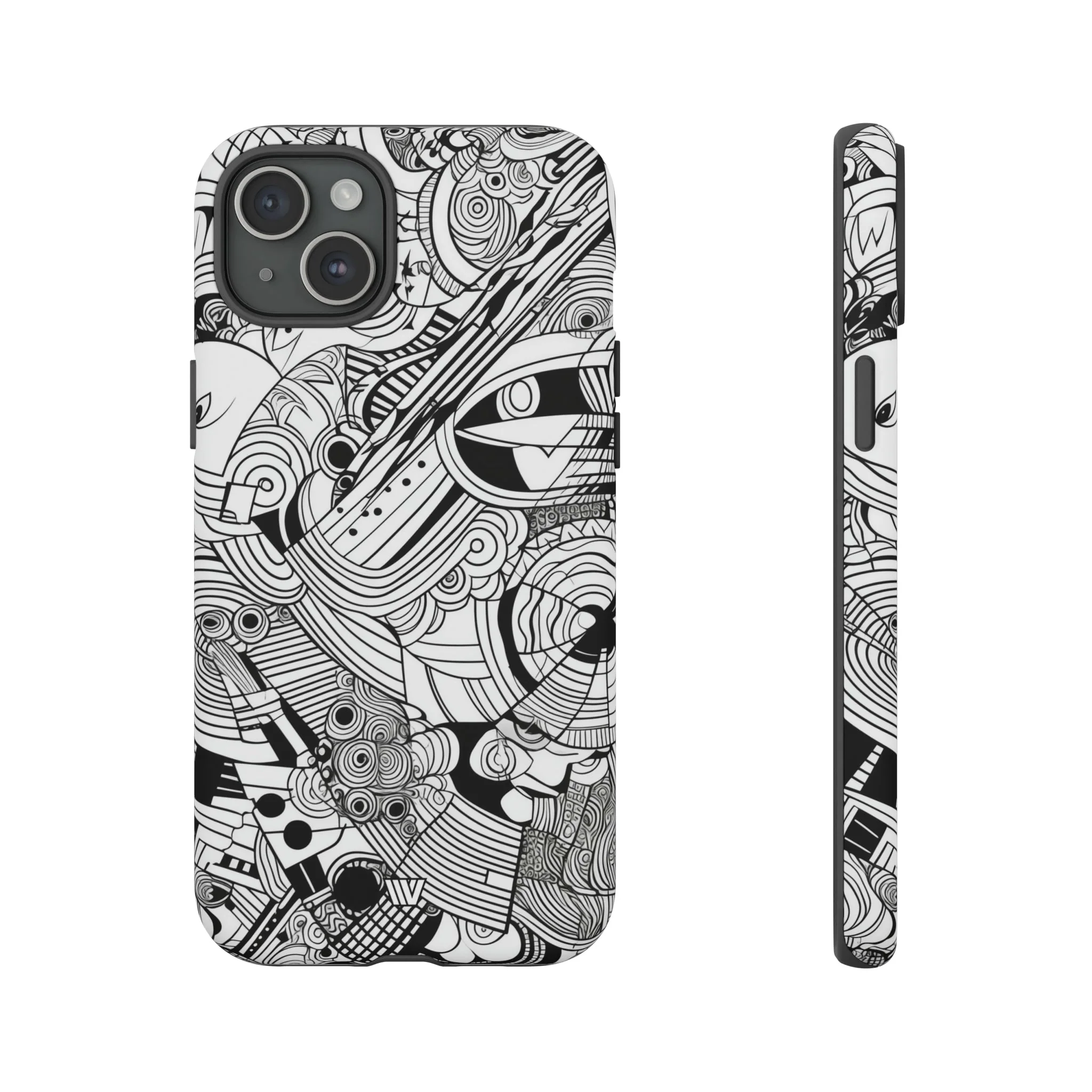 B&W ABSTRACT DOODLE | Tough Phone Case - Image 59