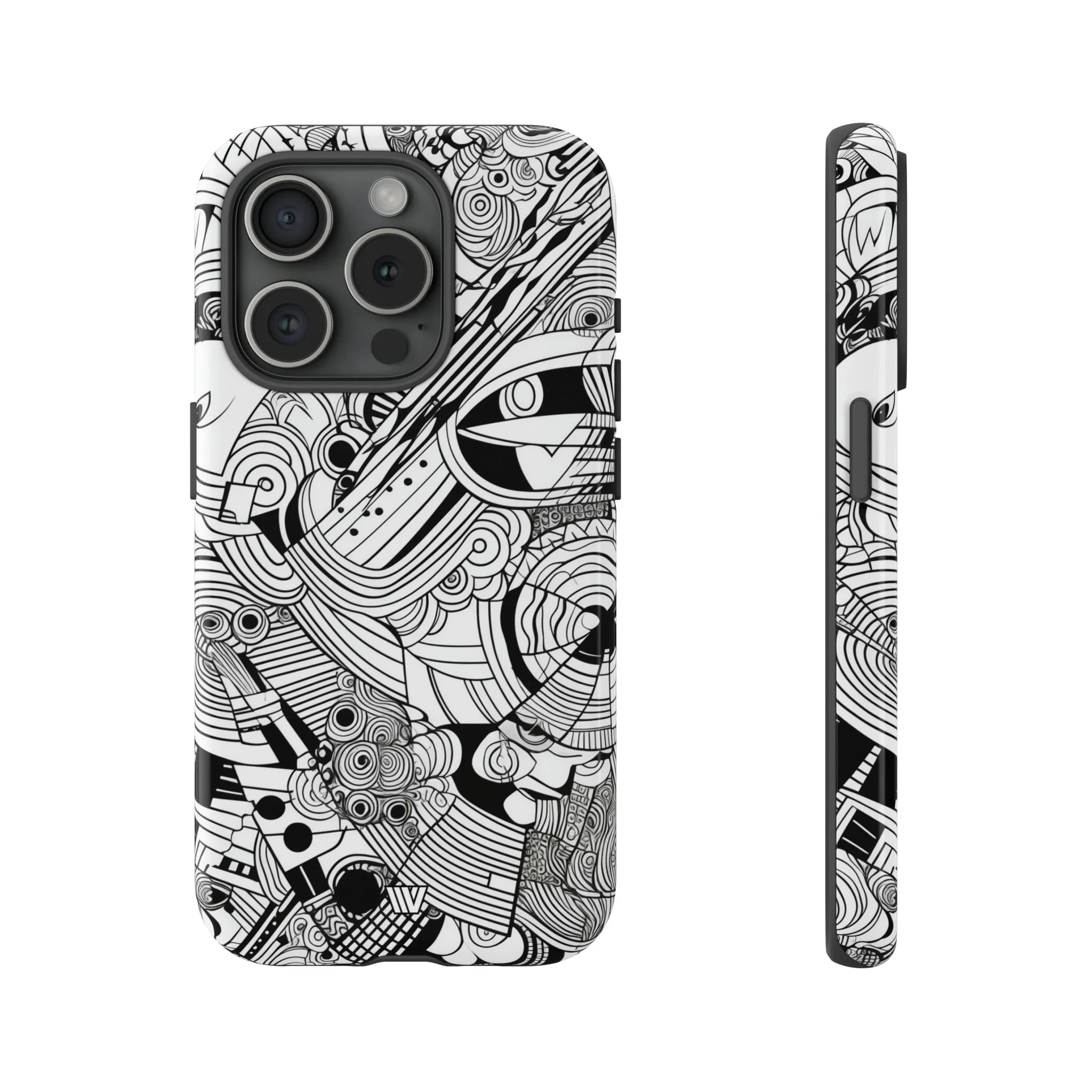 B&W ABSTRACT DOODLE | Tough Phone Case - Image 60