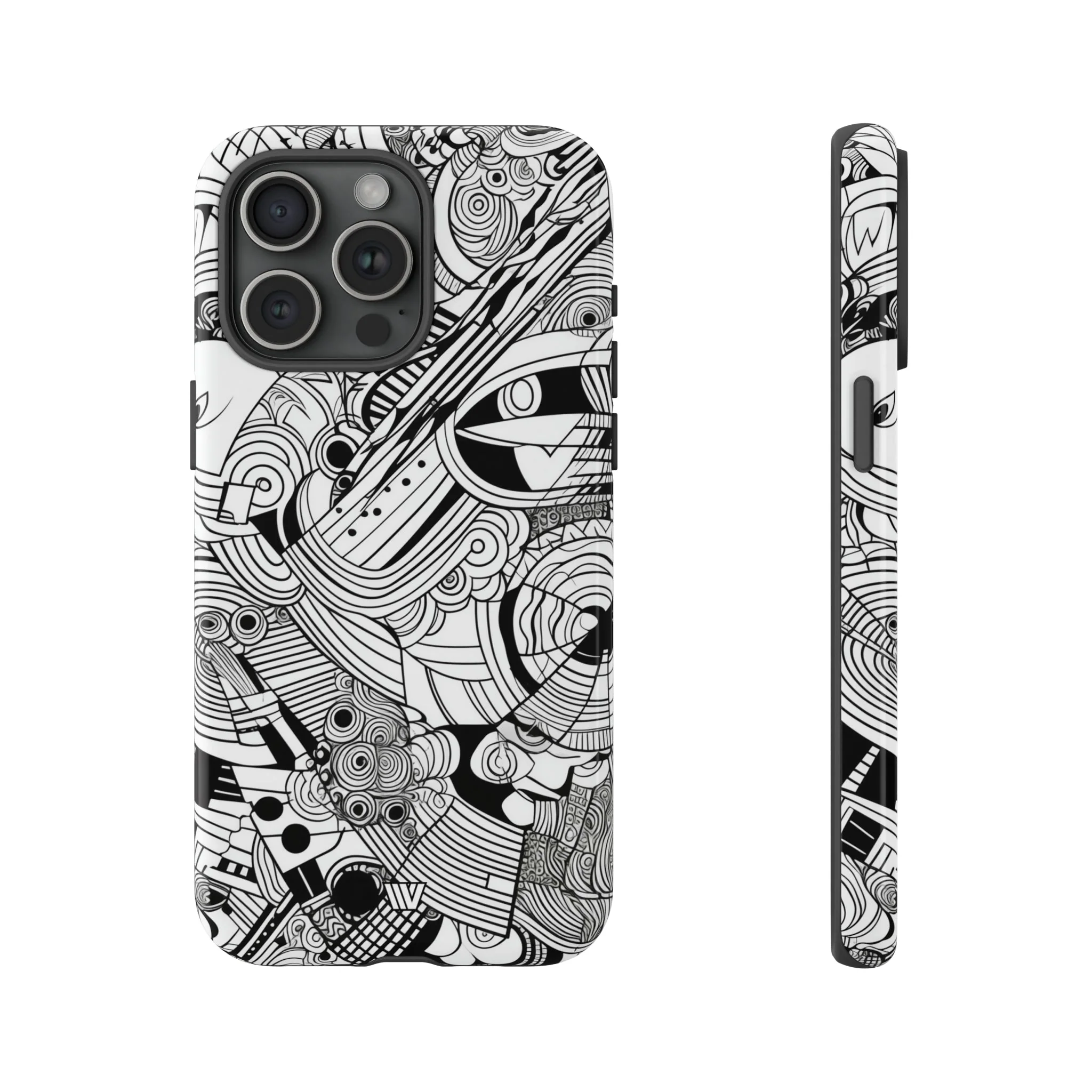B&W ABSTRACT DOODLE | Tough Phone Case - Image 62
