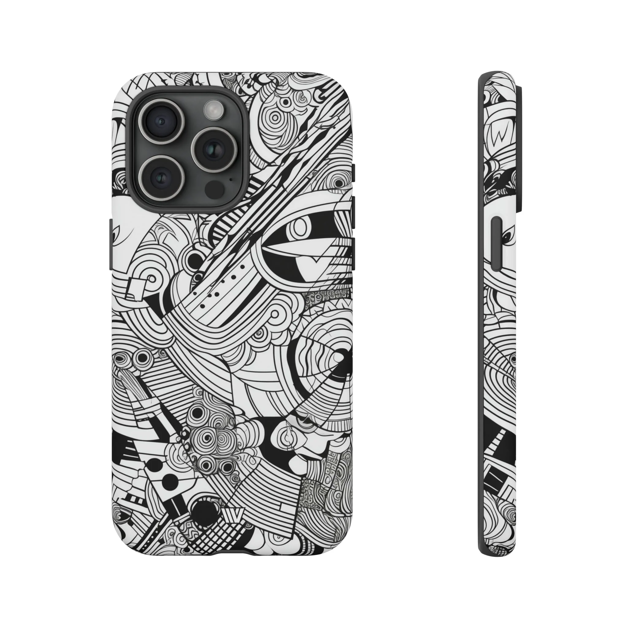 B&W ABSTRACT DOODLE | Tough Phone Case - Image 63