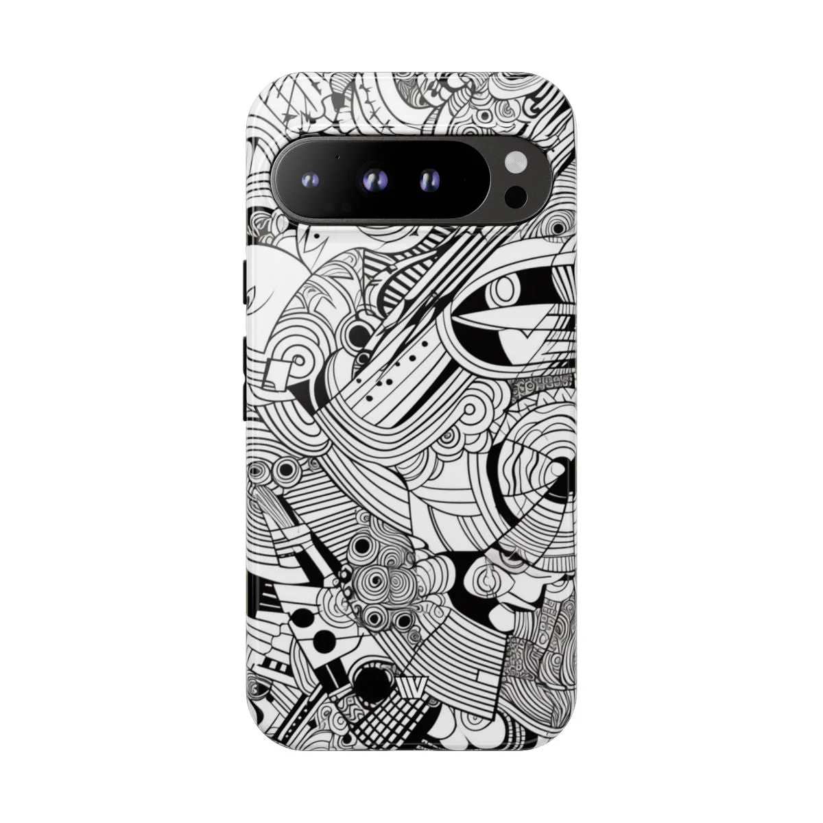 B&W ABSTRACT DOODLE | Tough Phone Case - Image 78