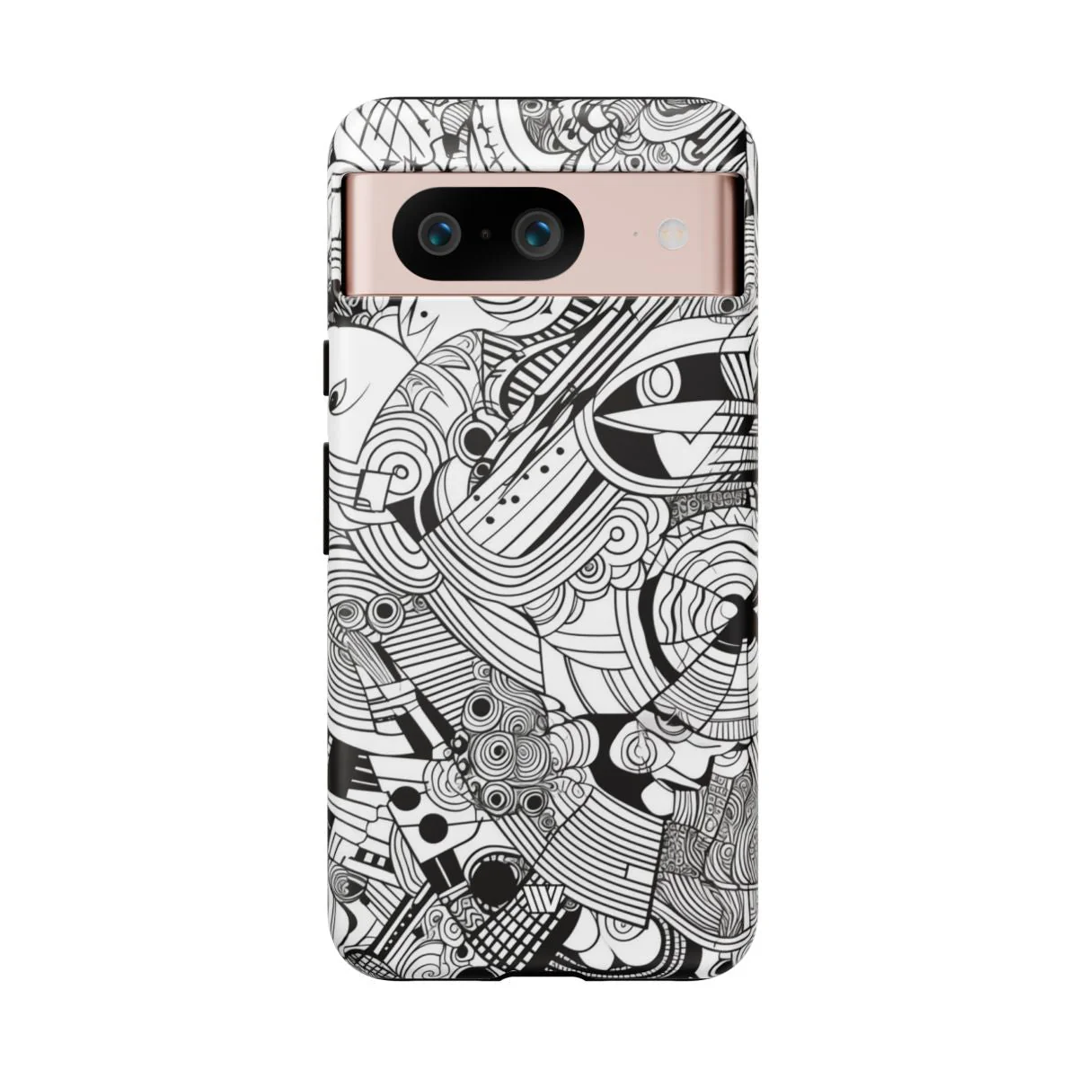B&W ABSTRACT DOODLE | Tough Phone Case - Image 81